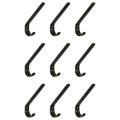 Austrian Brass Wall Coat Hooks by Hertha Baller Set of Nine, Austria 1950s