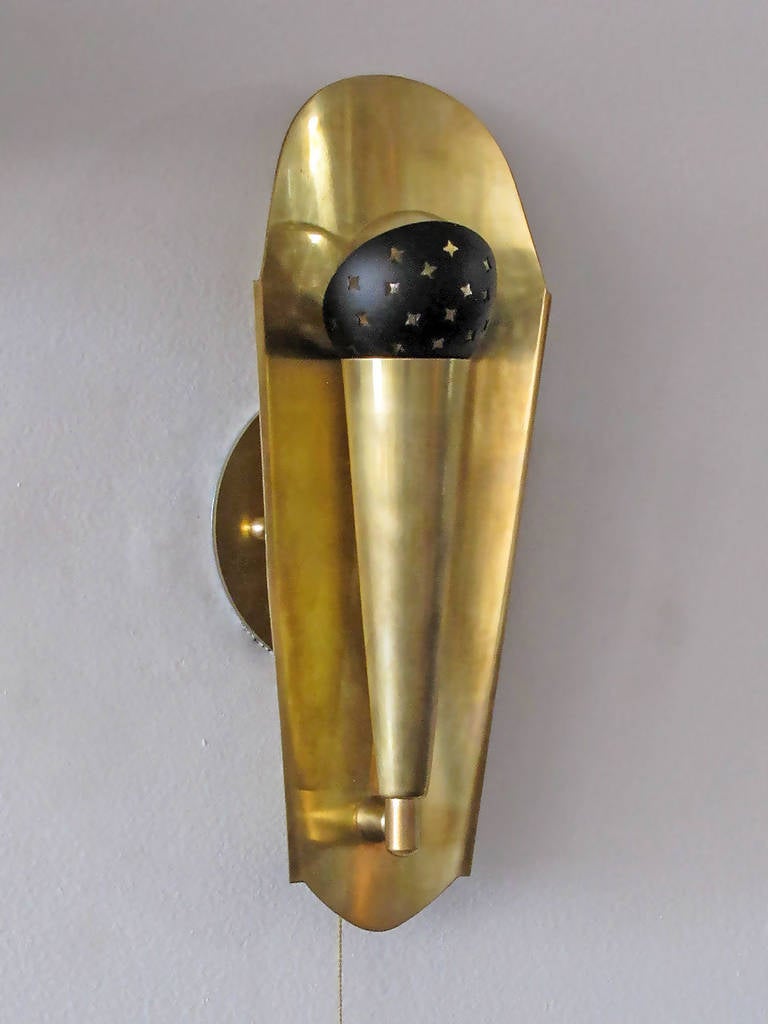 Mid-Century Modern Austrian Brass Wall Lights, 1950
