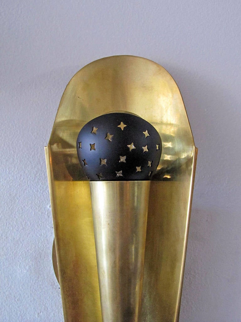 Austrian Brass Wall Lights, 1950 In Good Condition In Los Angeles, CA
