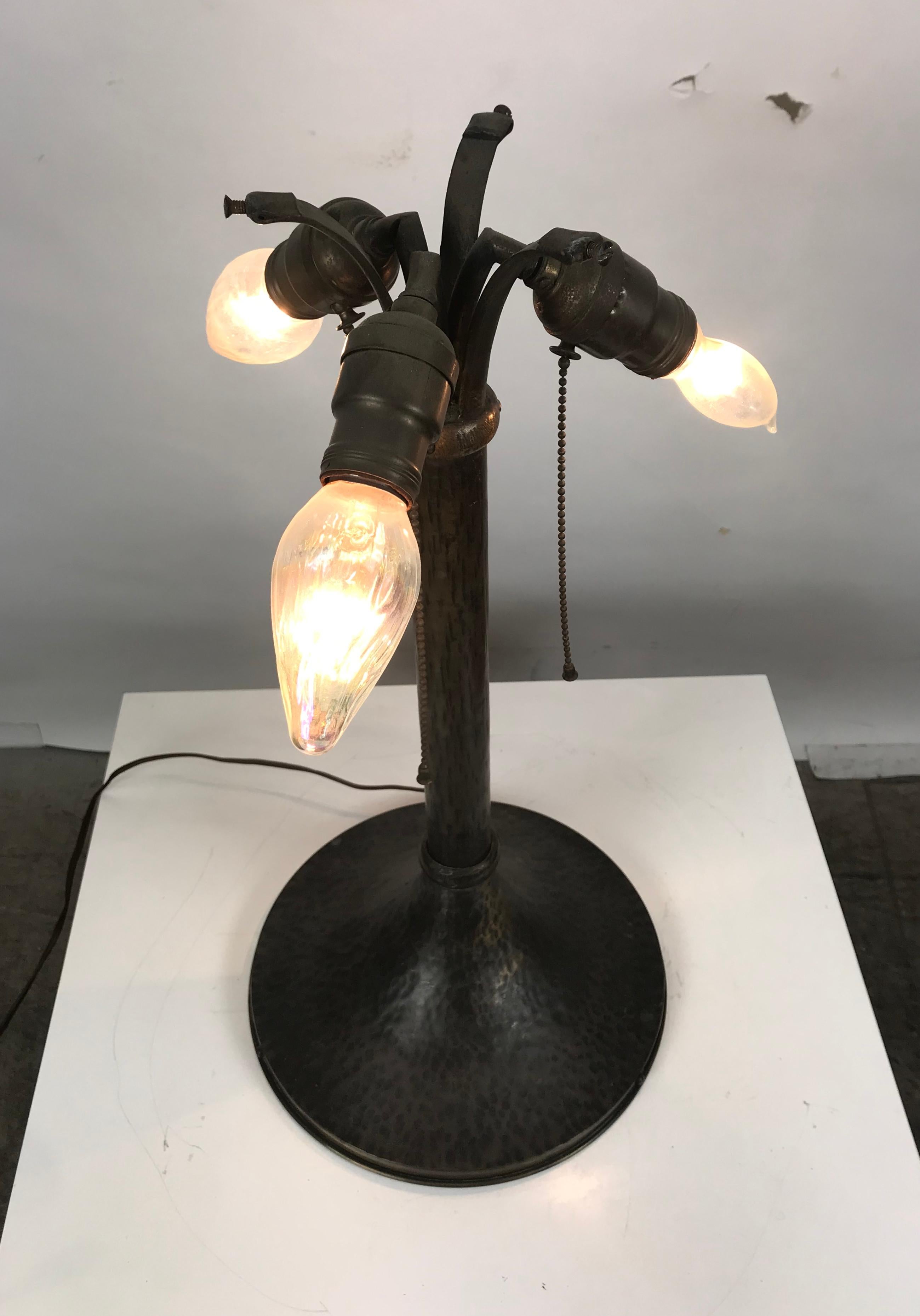 Art Nouveau Austrian Bronze and Chunk Jewel and Glass Table Lamp