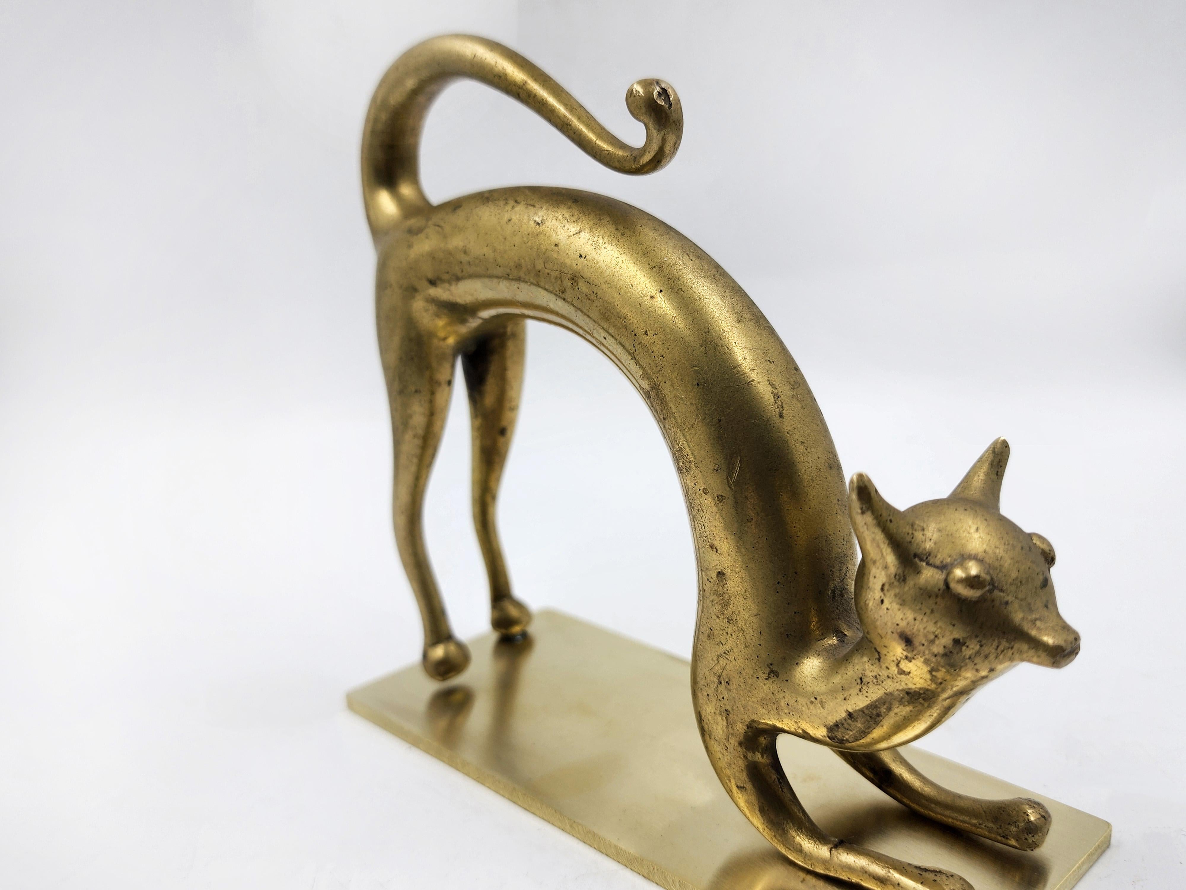 Hand-Crafted Austrian Bronze Cat Figure, Hagenauer For Sale