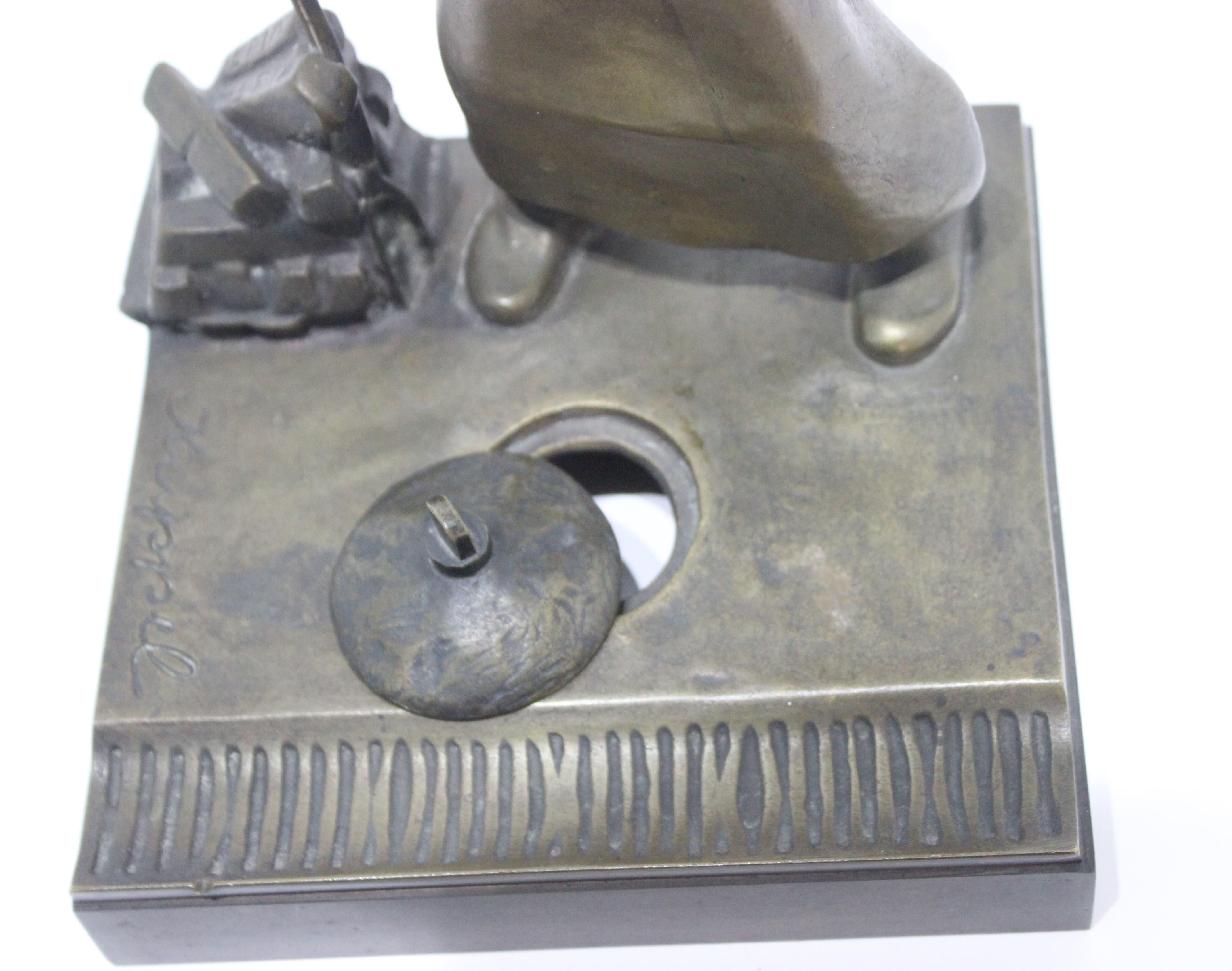 Österreichisches Bronze-Tintenfass von Heinrich Krippel im Angebot 3