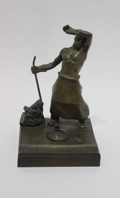 Austrian Bronze Inkwell by Heinrich Krippel