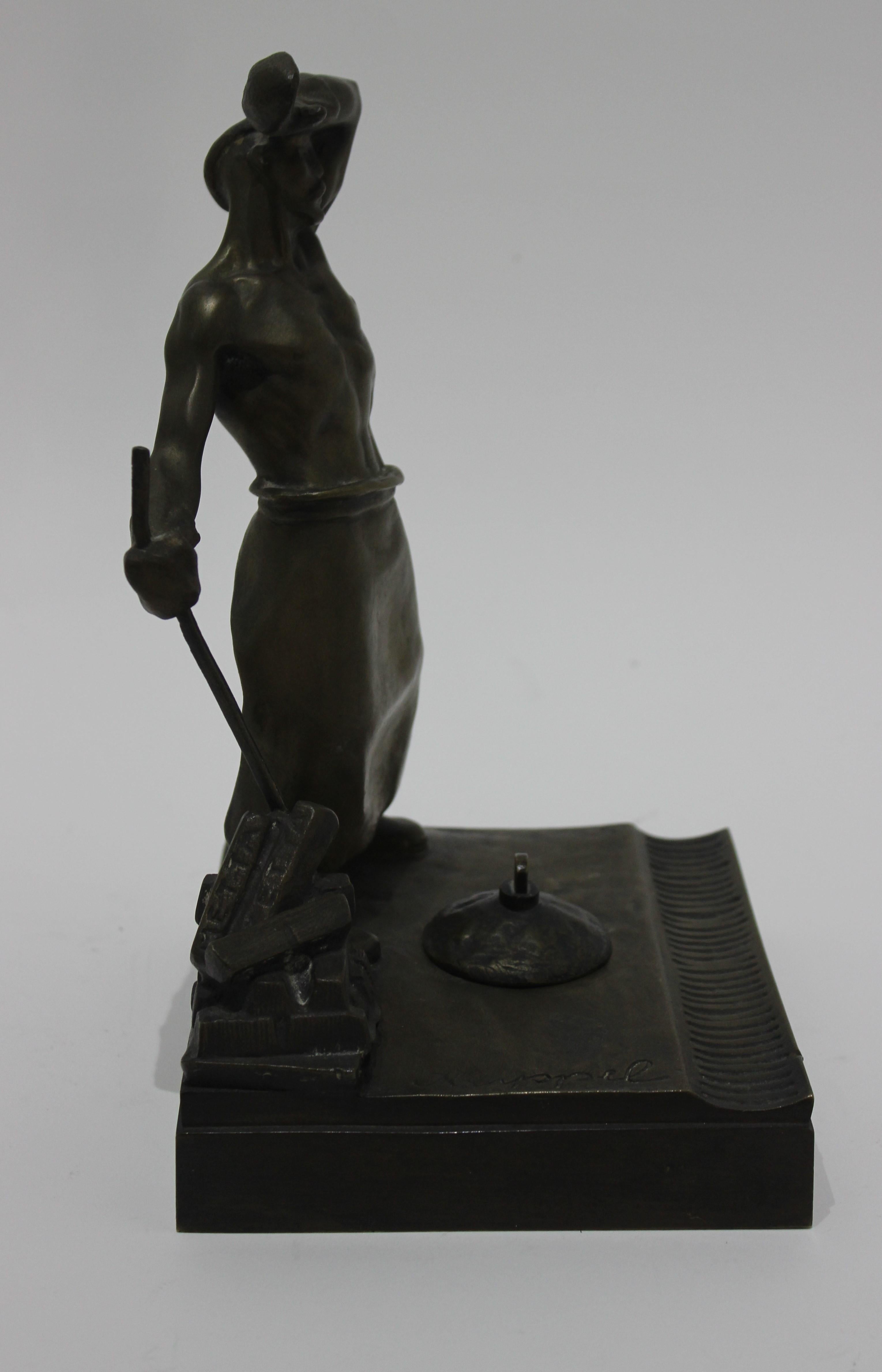 Patiné Ensemble de bureau autrichien en bronze - Fonderie par Heinrich Krippel en vente