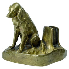 Antique Austrian Bronze Dog 'ashtray and phosphor'