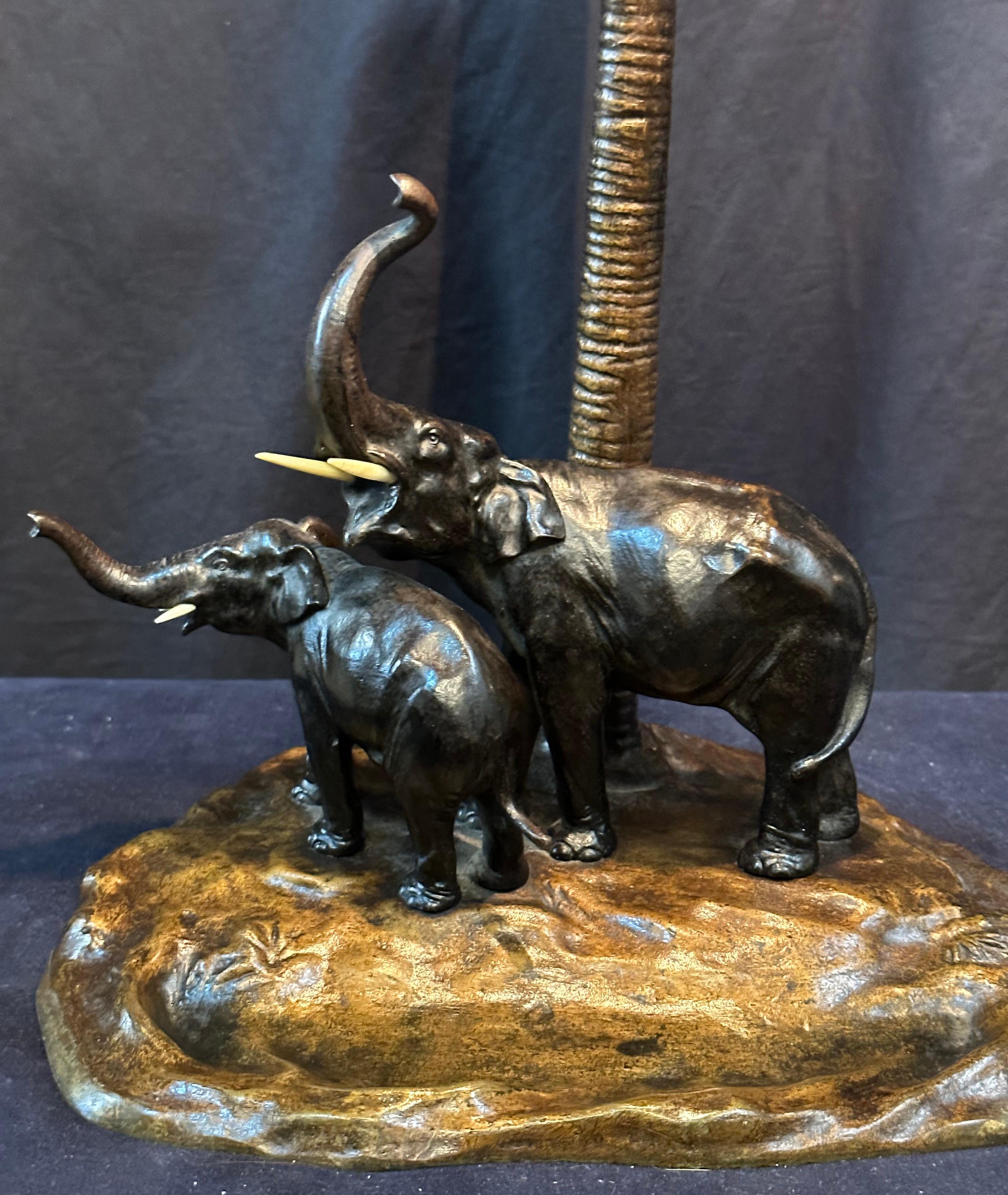 Austrian Bronze Elephant Lamp For Sale 6