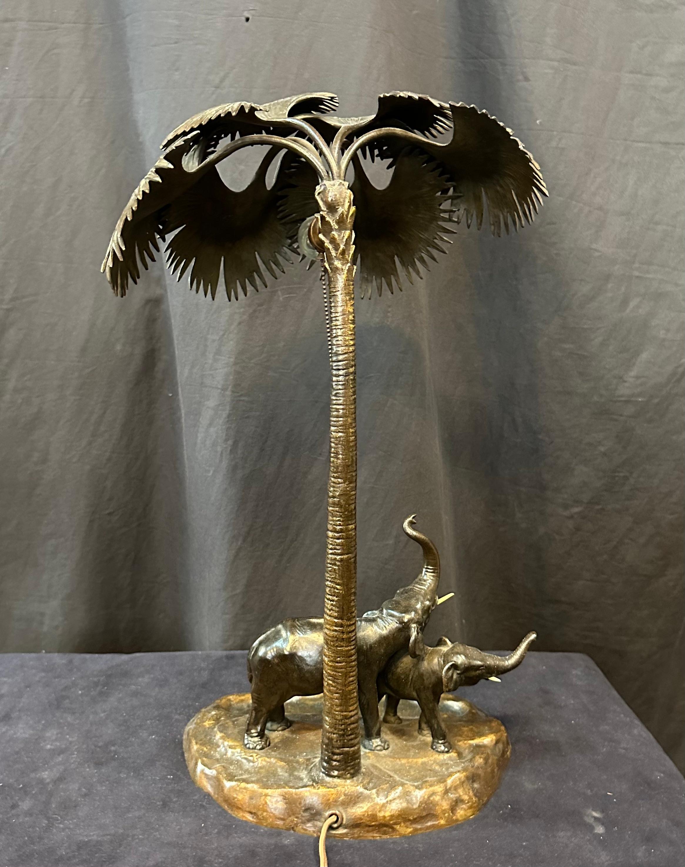 20th Century Austrian Bronze Elephant Lamp For Sale