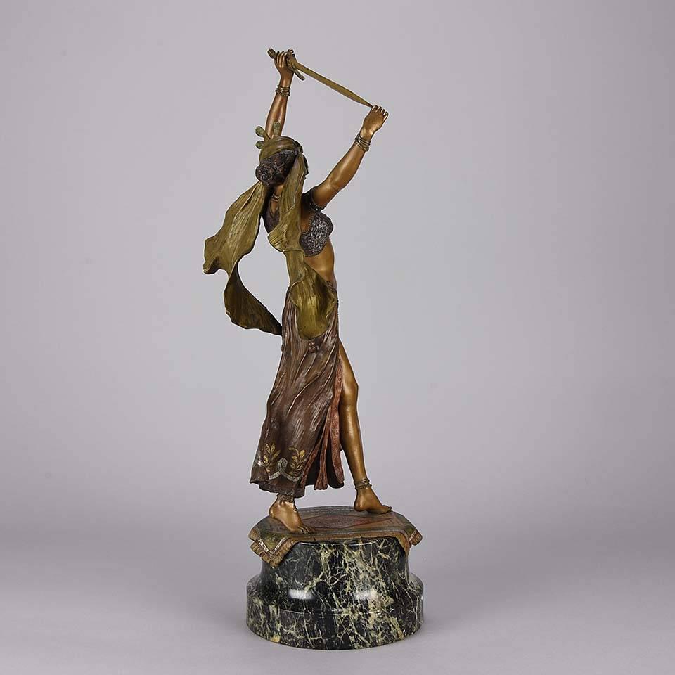 Cold-Painted Austrian Bronze Figure 'Sword Dancer' by Franz Bergman
