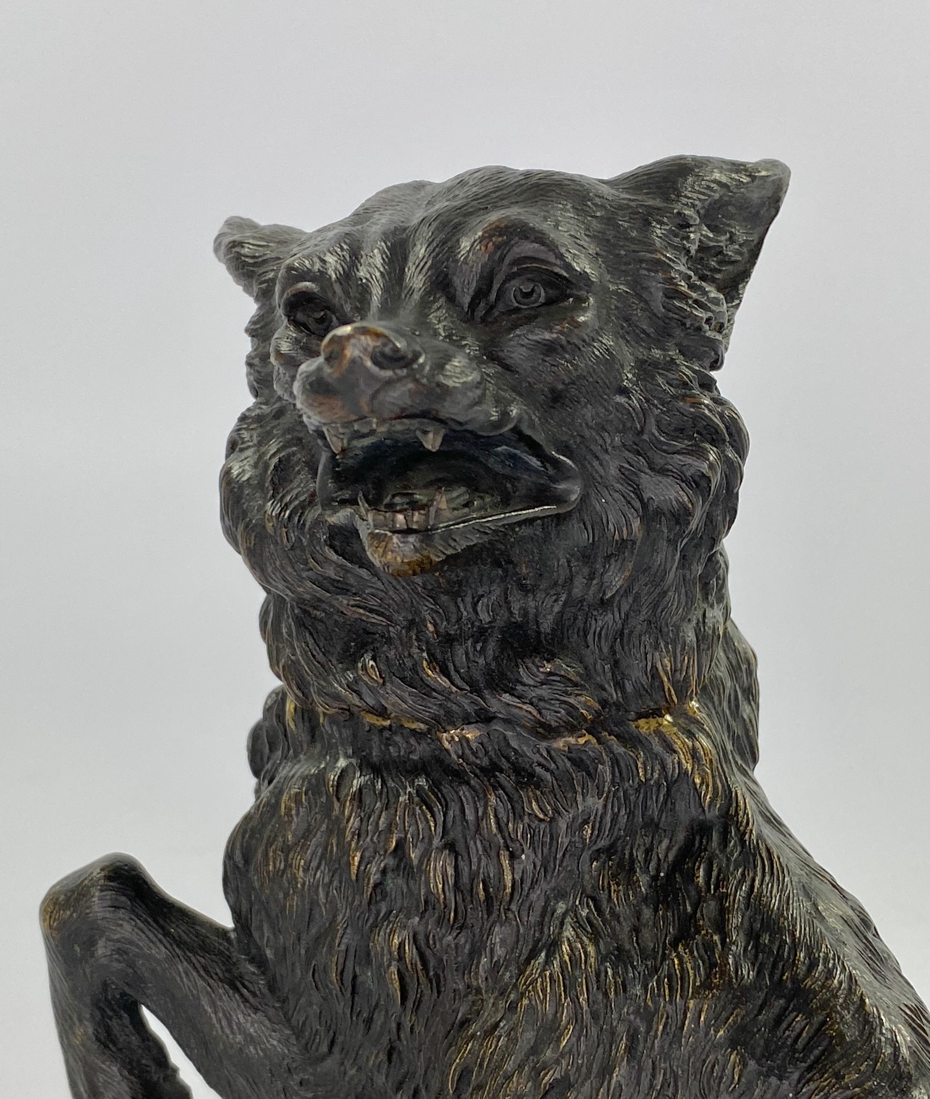 Austrian Bronze Fox Inkwell, C. 1890 5