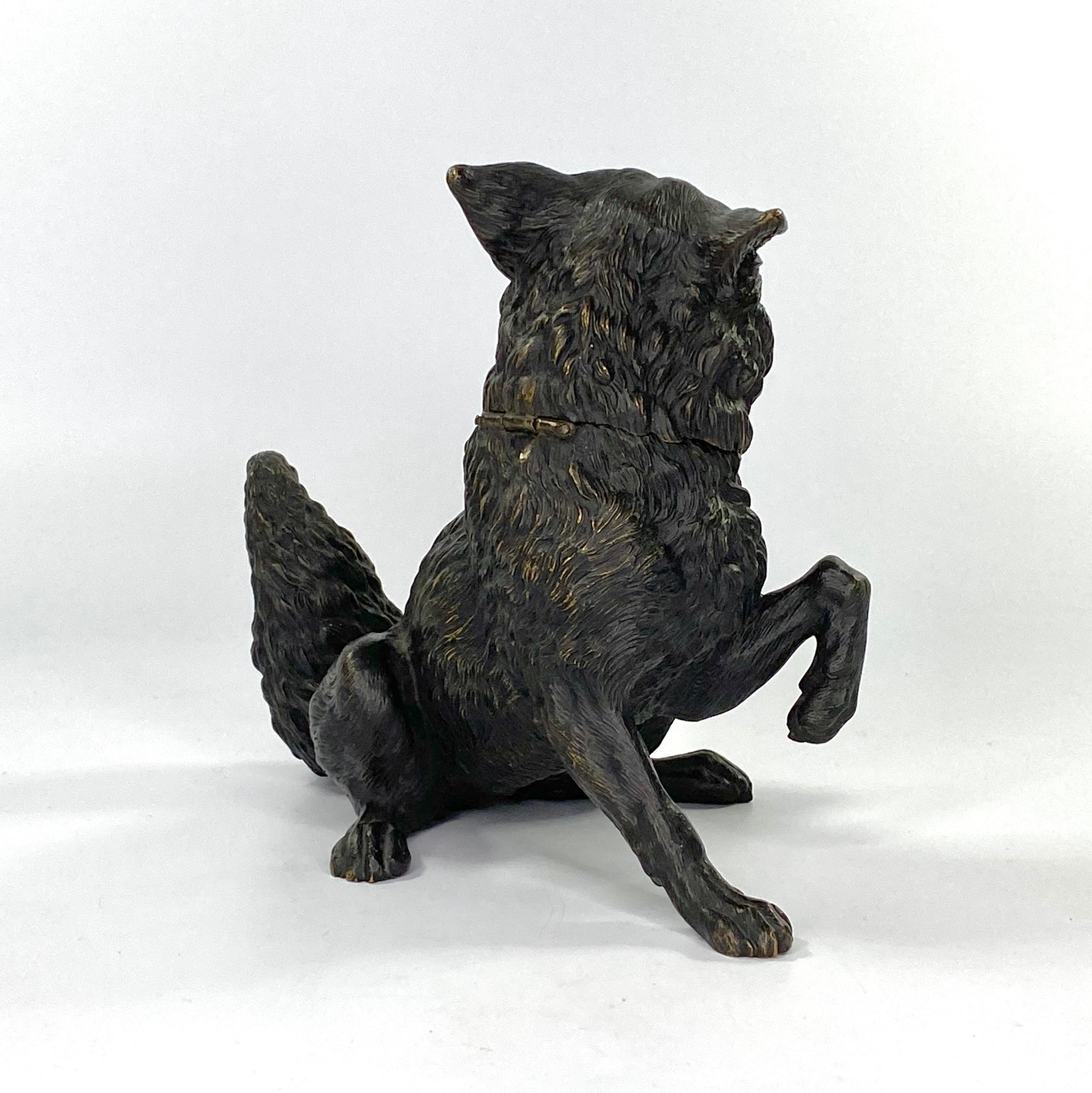 Austrian Bronze Fox Inkwell, C. 1890 In Good Condition In Gargrave, North Yorkshire