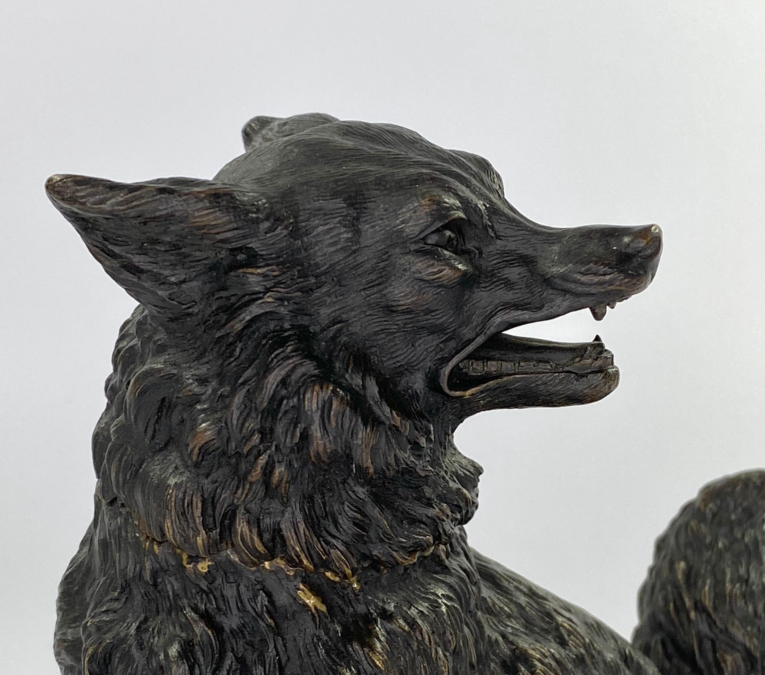 Late 19th Century Austrian Bronze Fox Inkwell, C. 1890