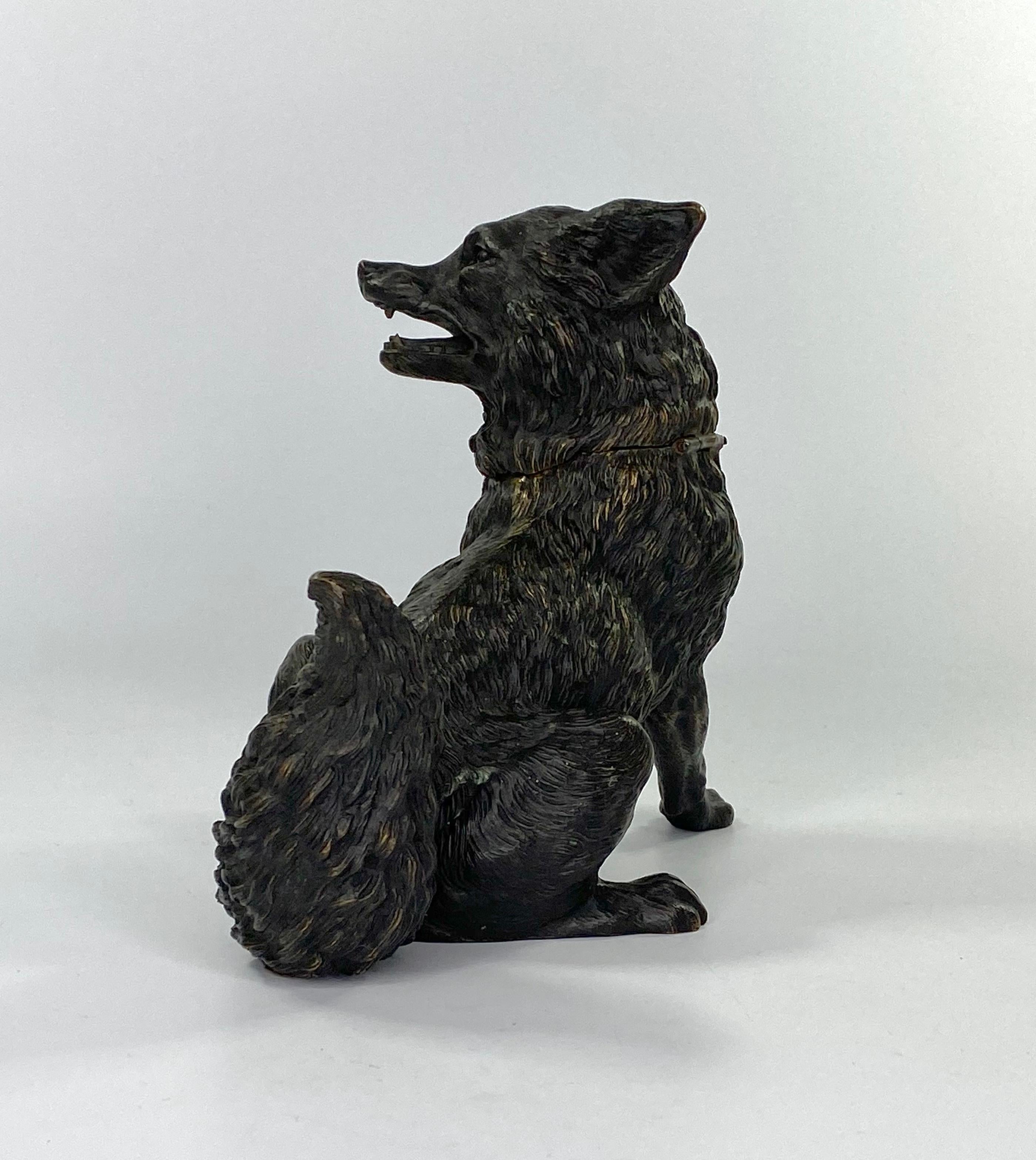 Austrian Bronze Fox Inkwell, C. 1890 2