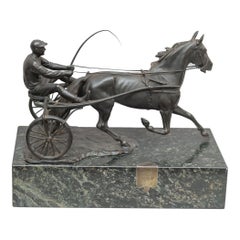 Austrian Bronze Group, Harness Race Driver and Horse, Artist Signed, circa 1920