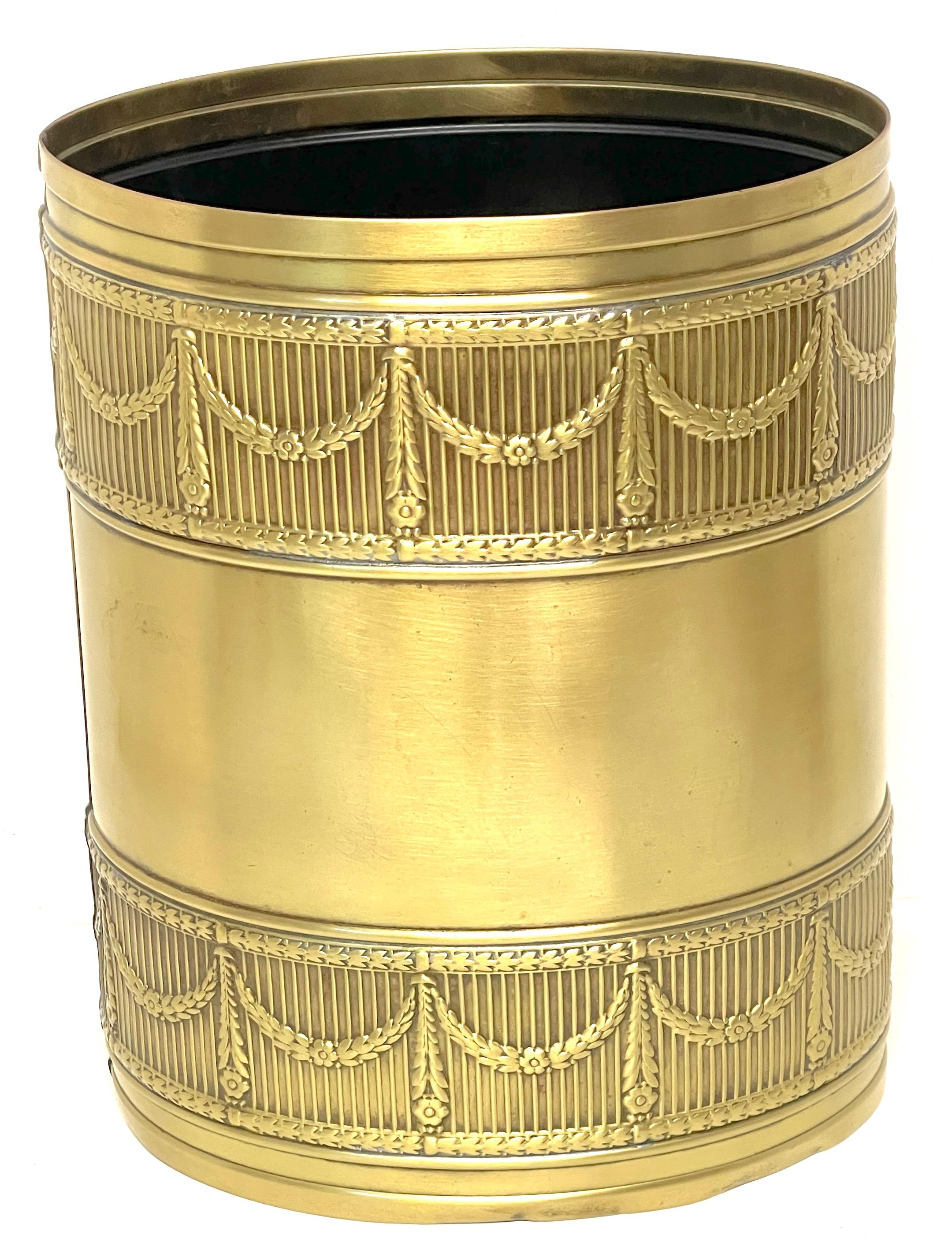 Austrian Bronze & Iron Neoclassical Trash Can / Wastepaper Basket In Good Condition For Sale In West Palm Beach, FL