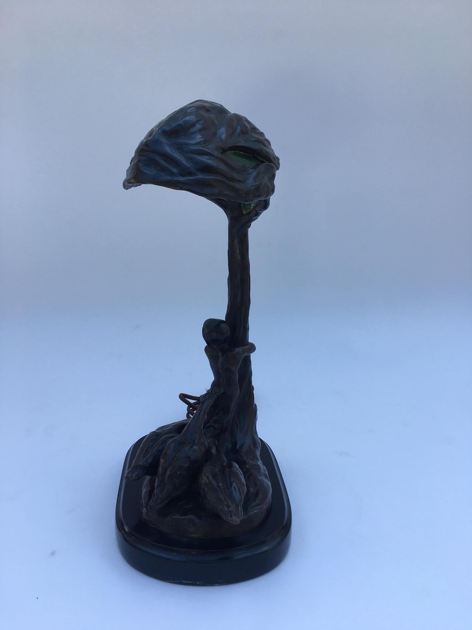 Art Deco Austrian Bronze Lamp Sculpture by Friedrich Gornik For Sale