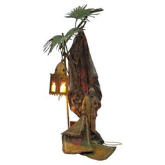 Österreichische Bronze-Lampenskulptur eines Teppichhändlers aus Bronze von Bergman
