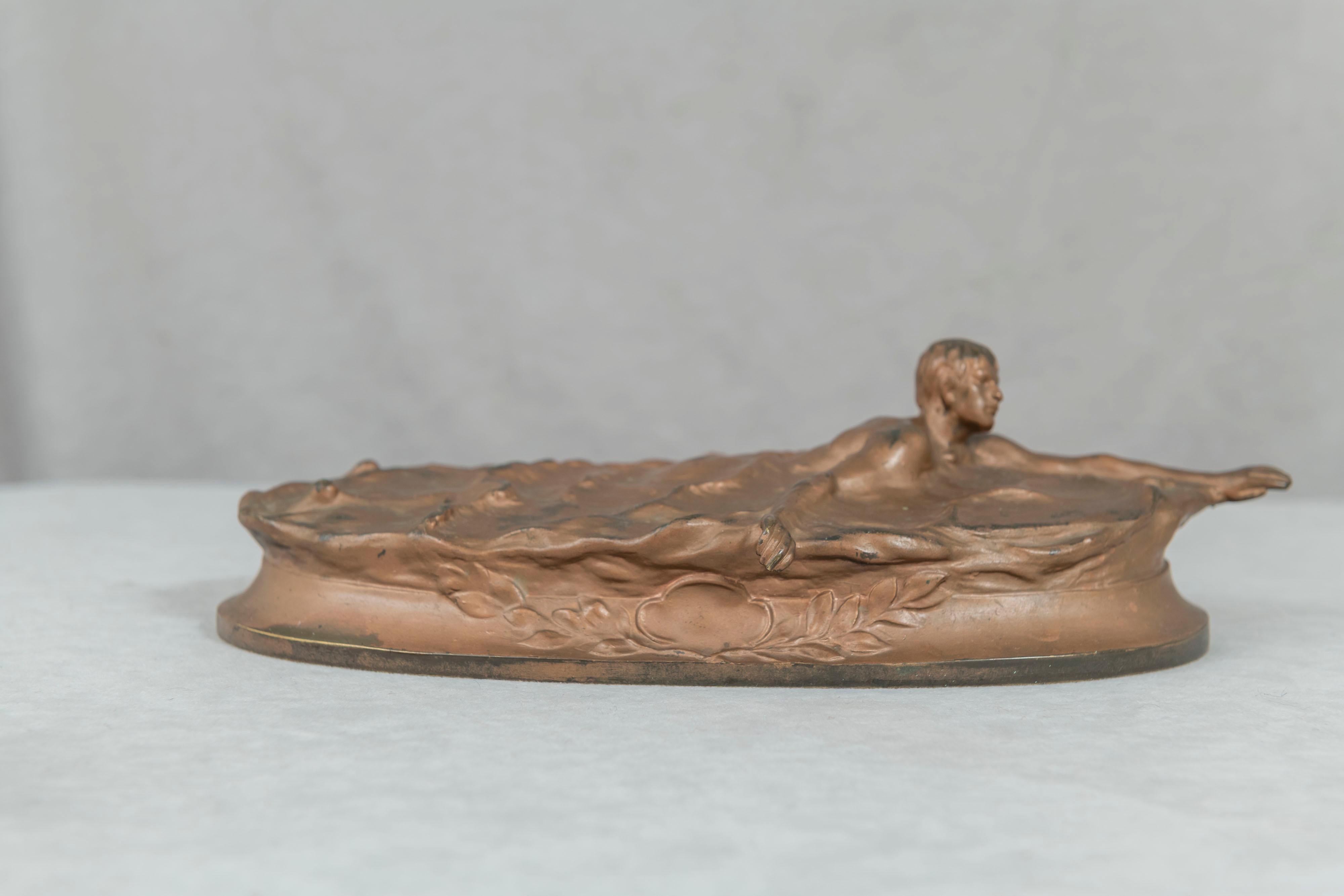 Patinated Austrian Bronze of a Swimmer, Artist Signed, circa 1920