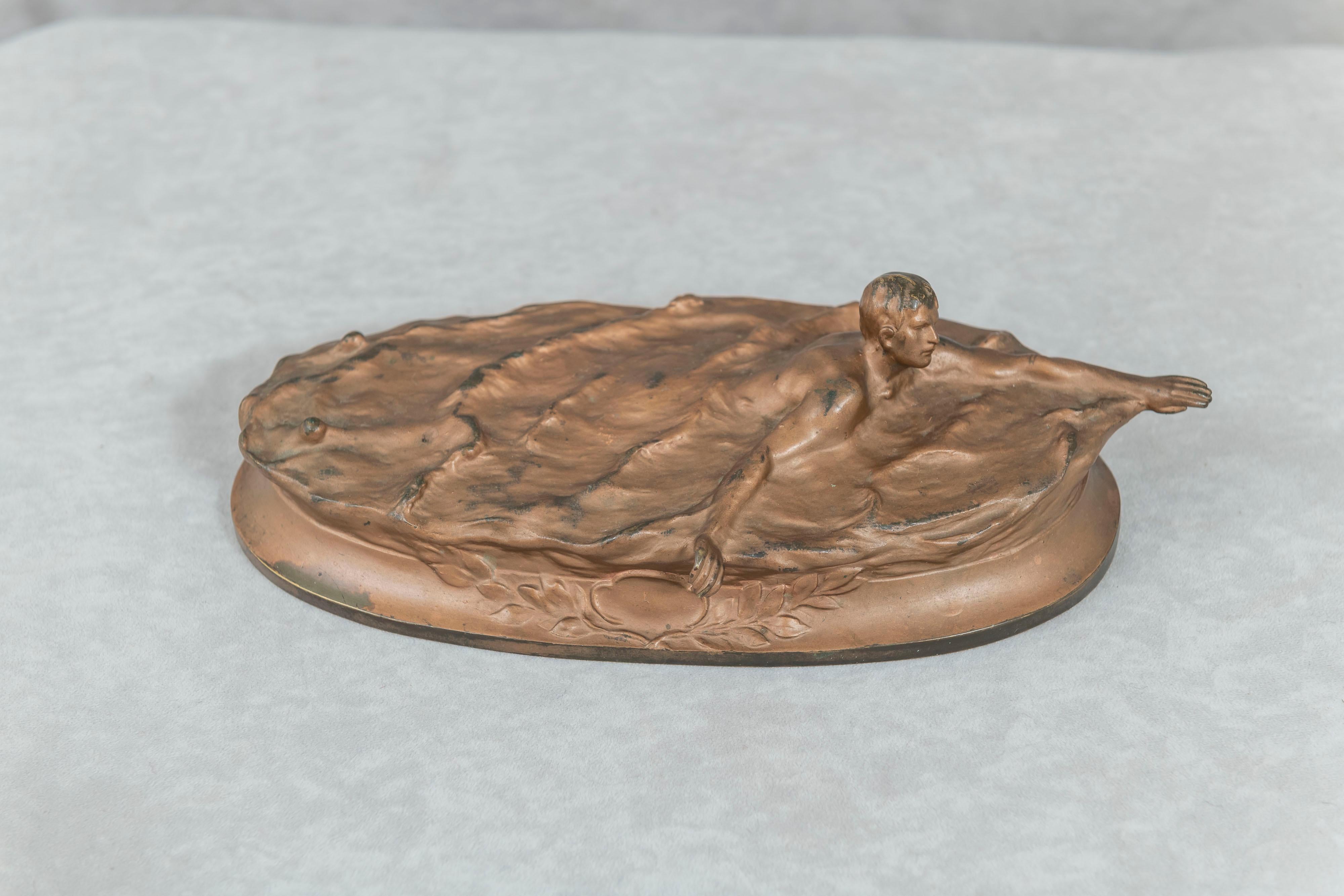 Austrian Bronze of a Swimmer, Artist Signed, circa 1920 In Good Condition In Petaluma, CA