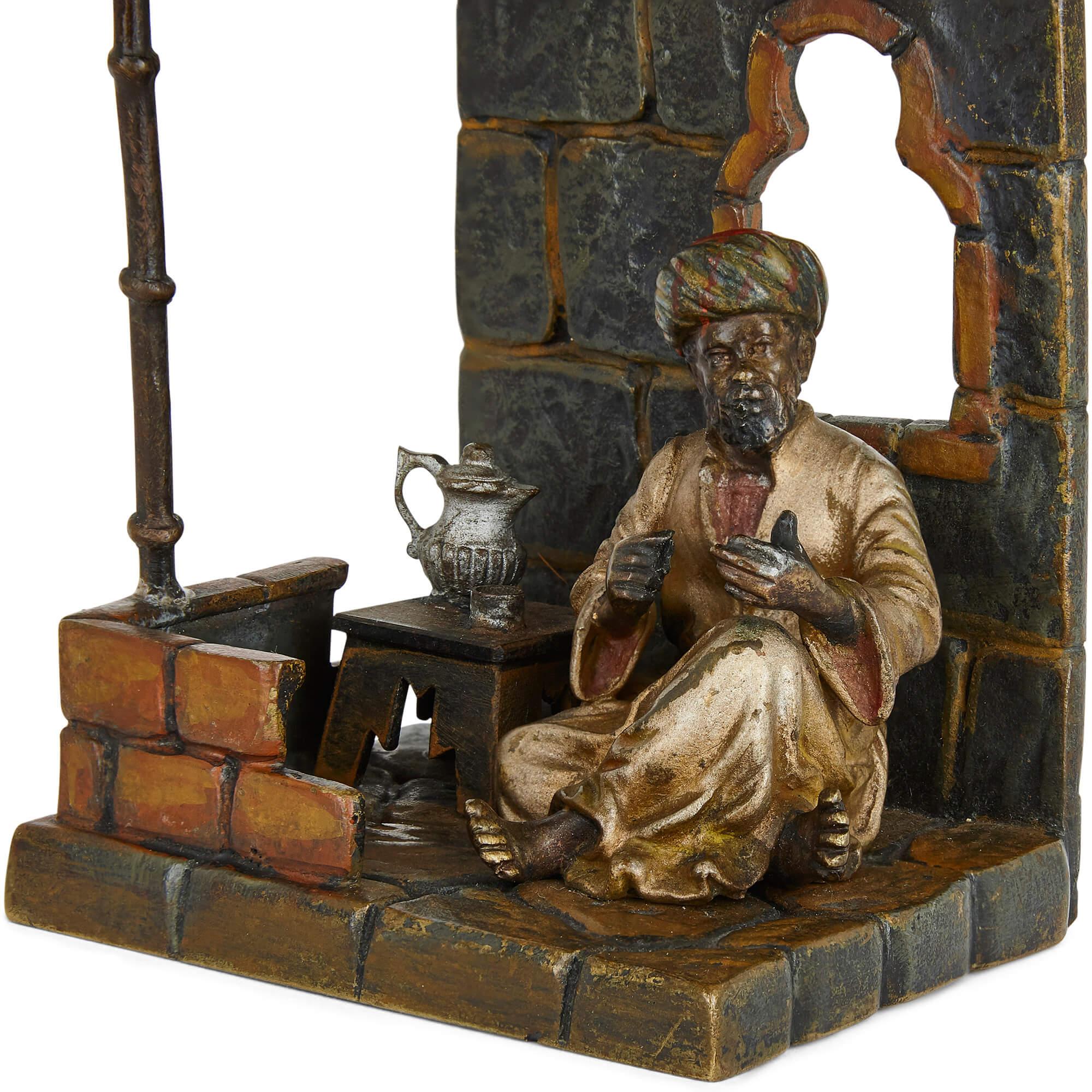 20th Century Austrian Bronze Orientalist Sculptural Lamp For Sale