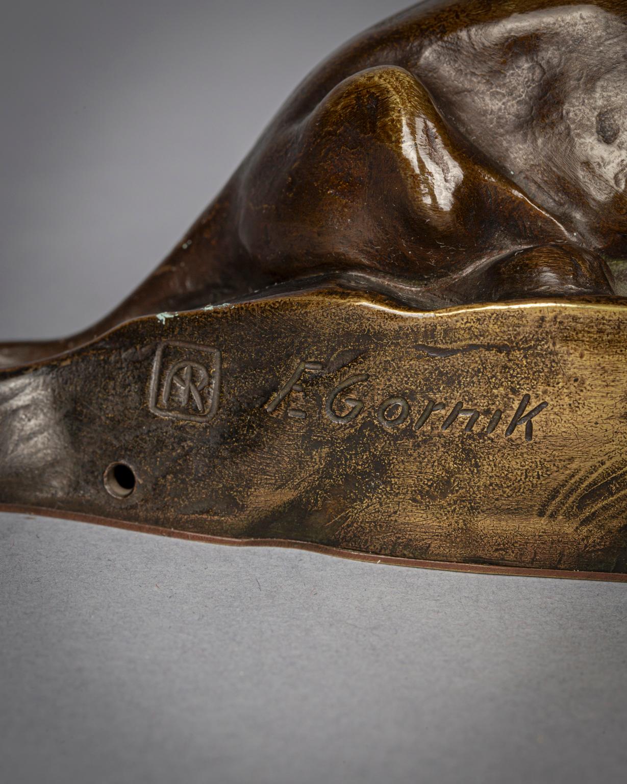 Österreichischer Bronze-Panther, von Friedrich Gornick, um 1920 im Zustand „Gut“ im Angebot in New York, NY
