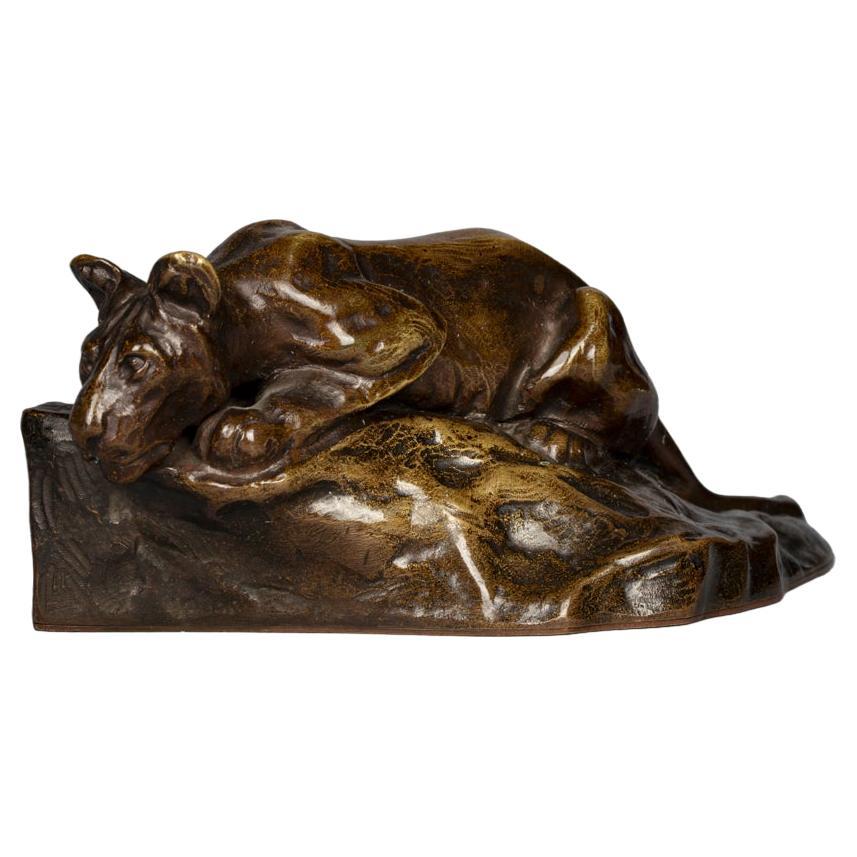 Österreichischer Bronze-Panther, von Friedrich Gornick, um 1920