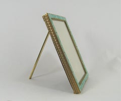 Austrian Bronze Picture Frame circa 1930 Peking Glass Vintage Art Deco Jeweled
