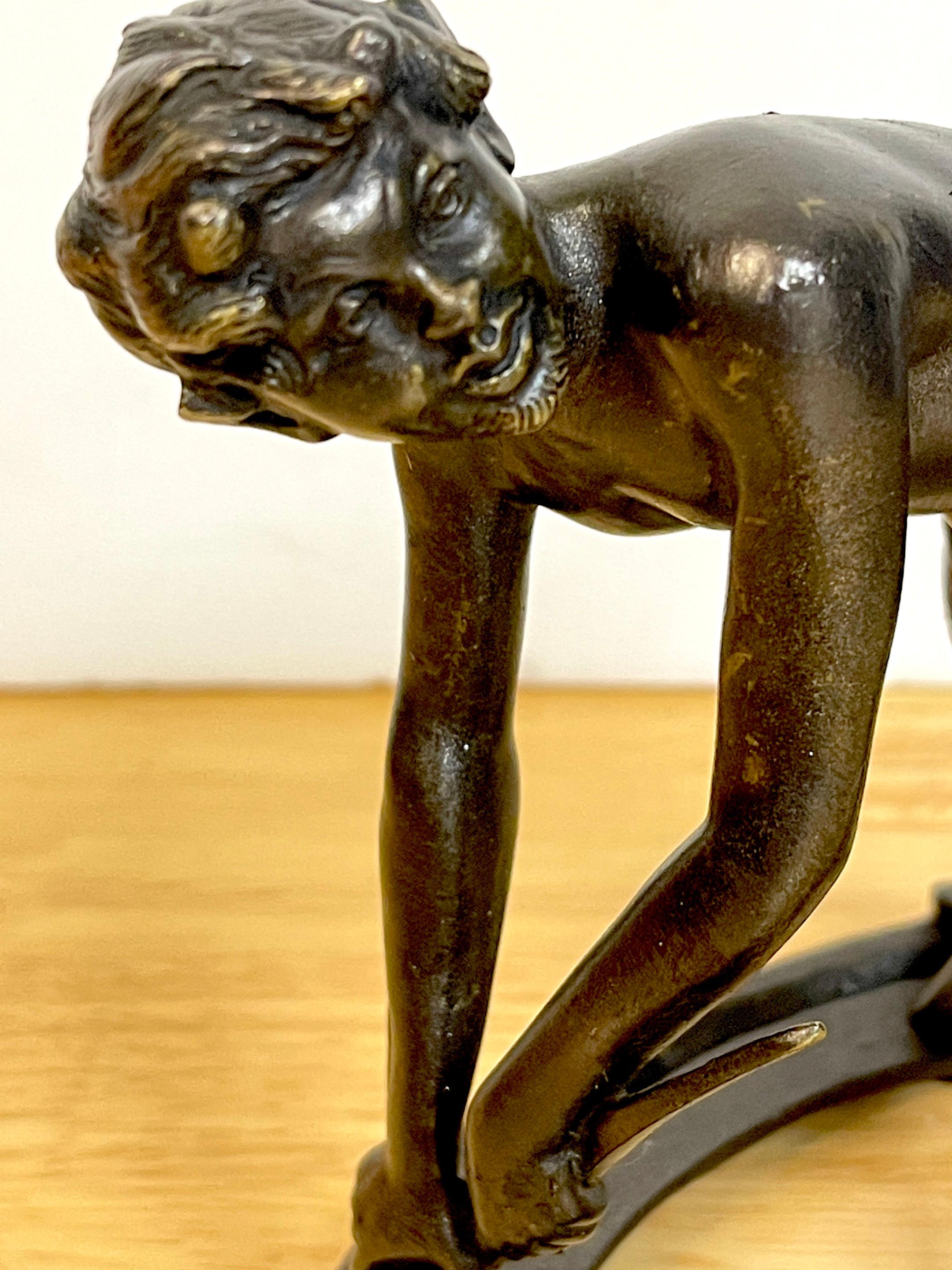 Patinated Austrian Bronze Satyr Allegory of Luck, Attributed to Bergman