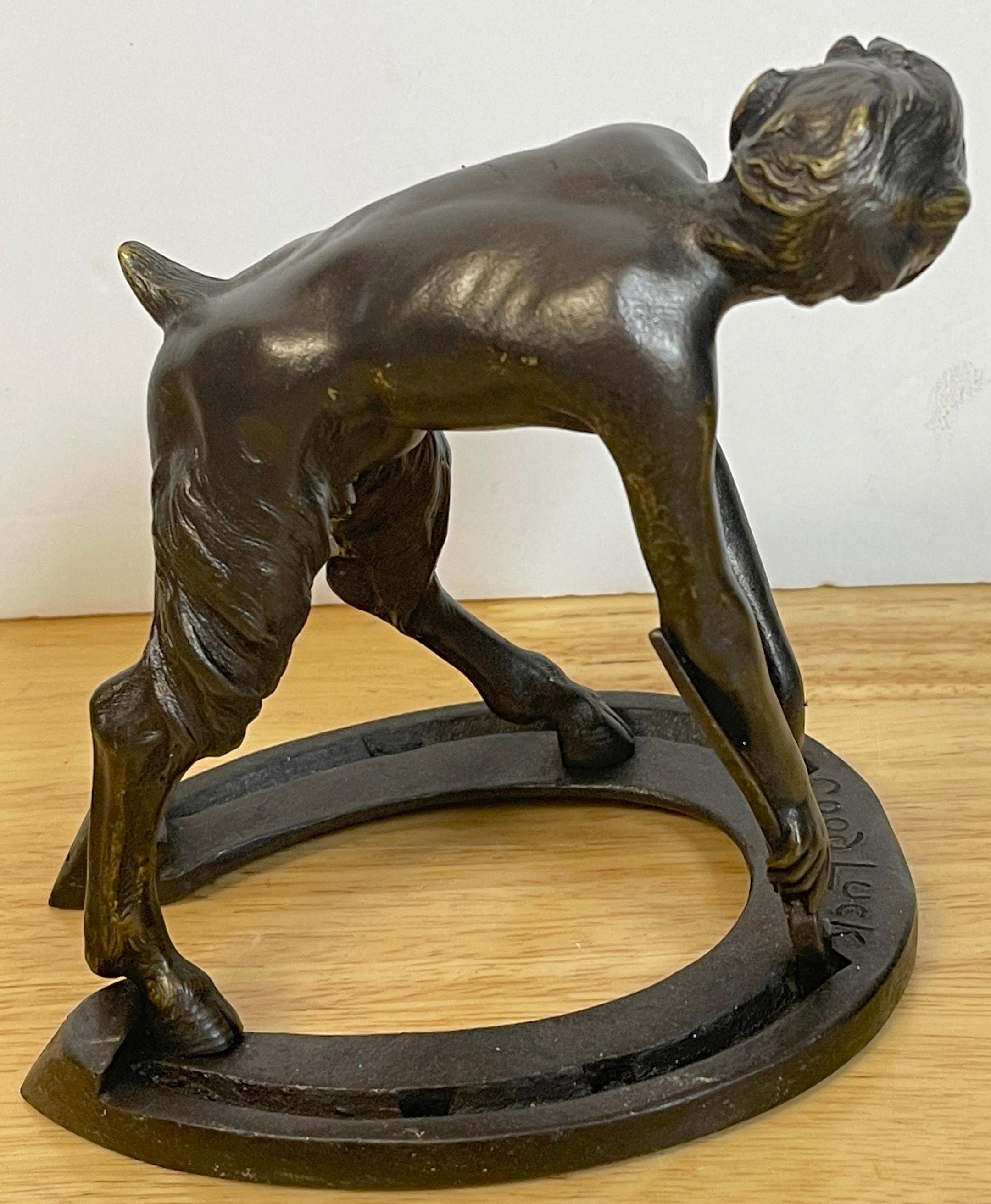 20th Century Austrian Bronze Satyr Allegory of Luck, Attributed to Bergman