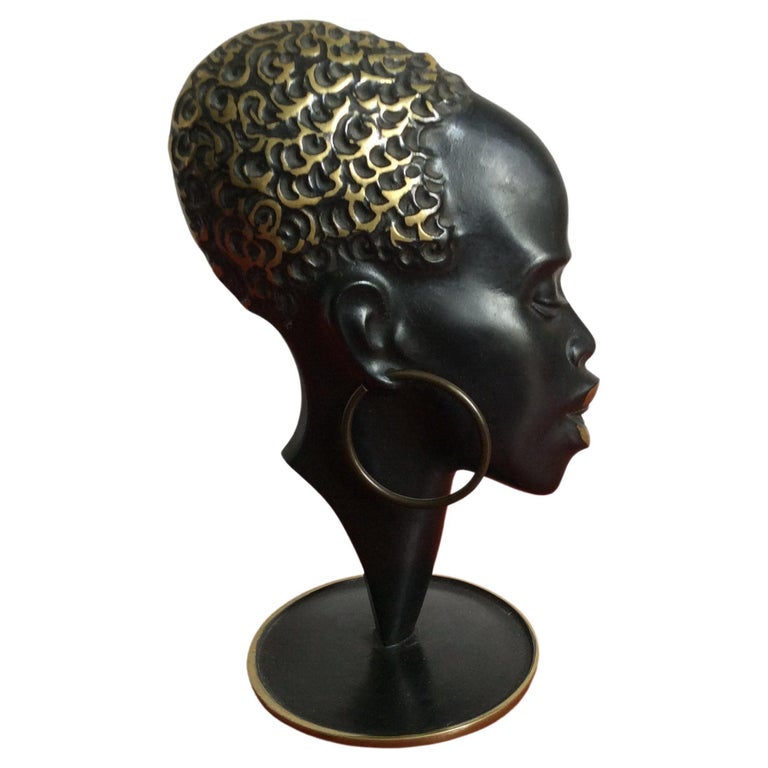 Austrian bronzed Art Deco bust of an African lady, Design Richard Rohac ...