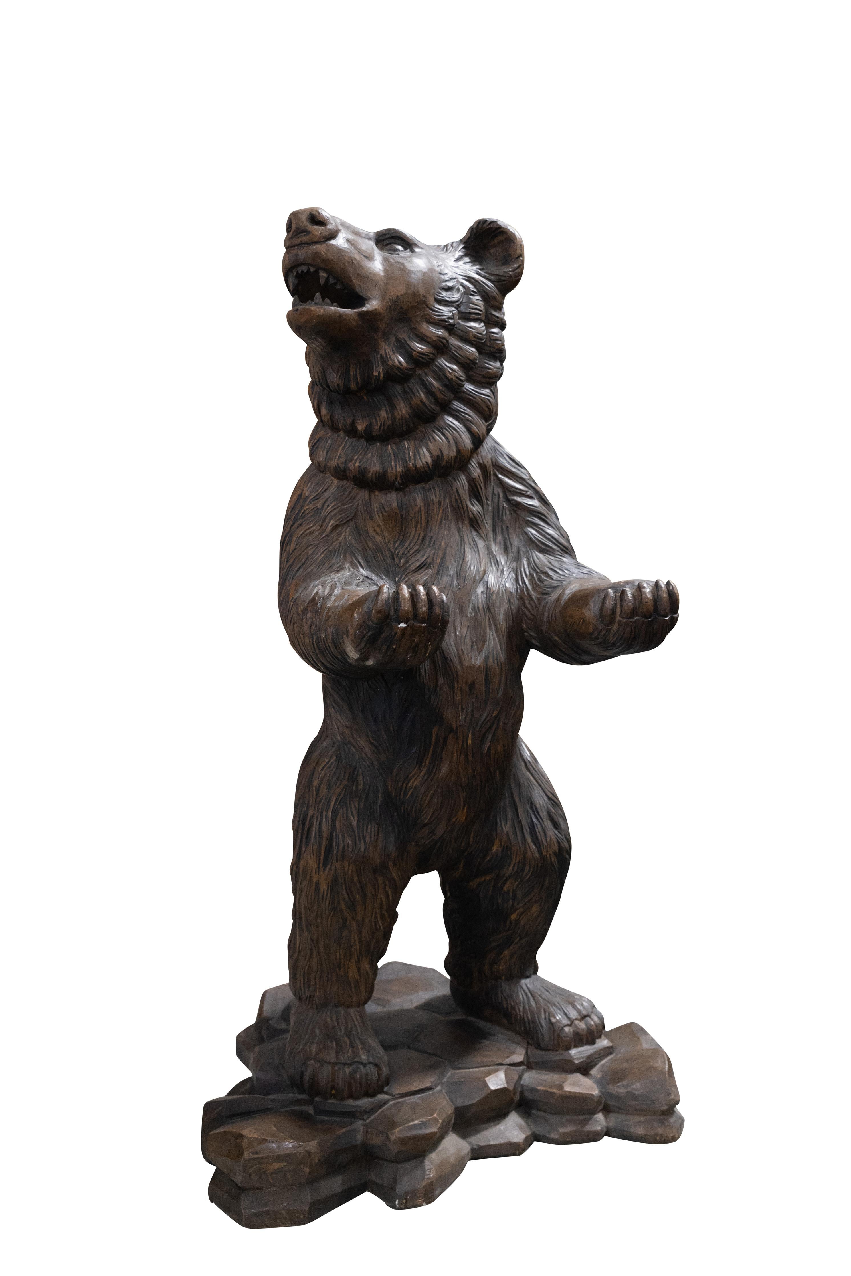 Austrian Carved Black Forest Bear. Great carving and expression. Circa 1910.

Dimensions: 37 1/2