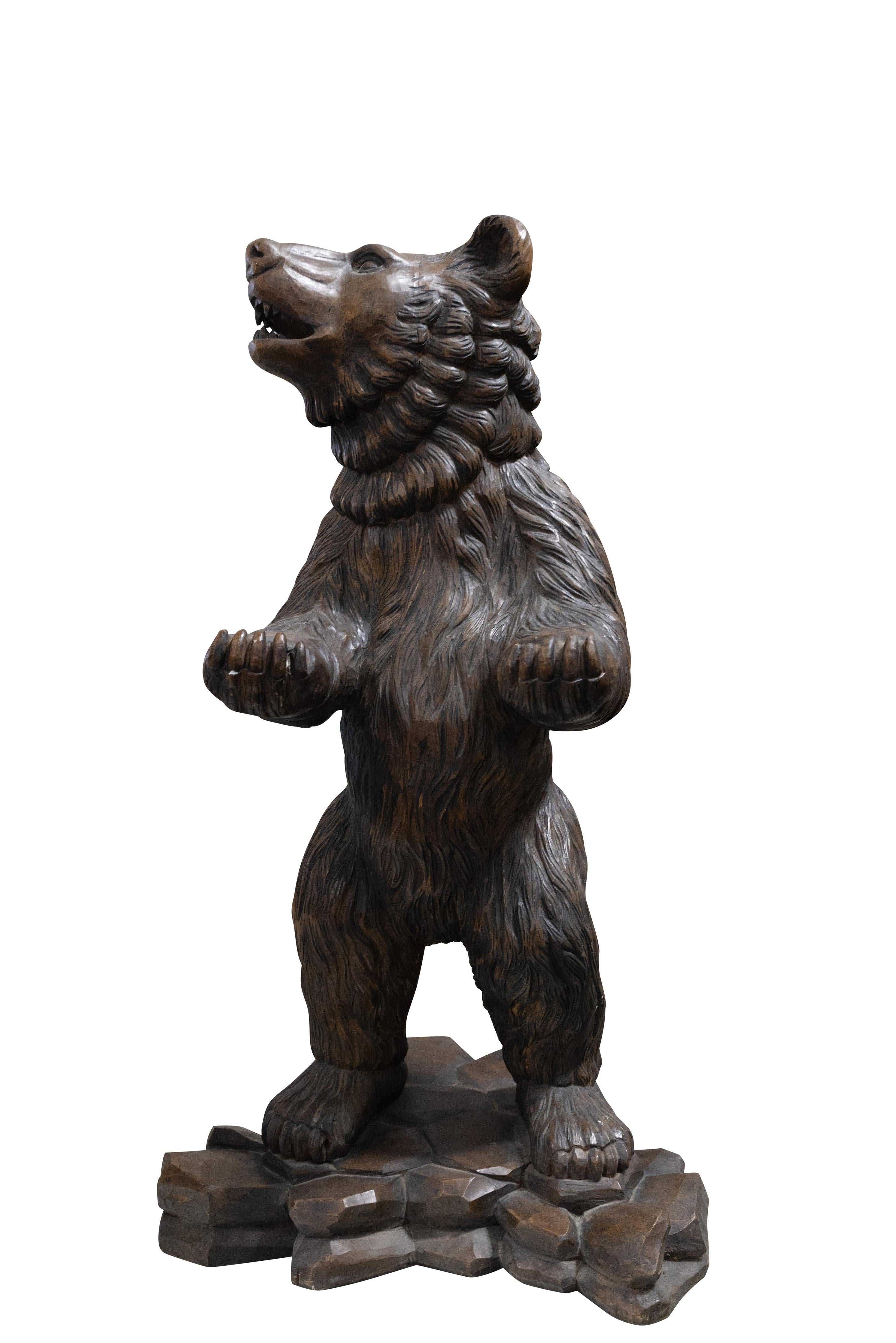 Austrian Carved Black Forest Bear In Good Condition For Sale In Round Top, TX