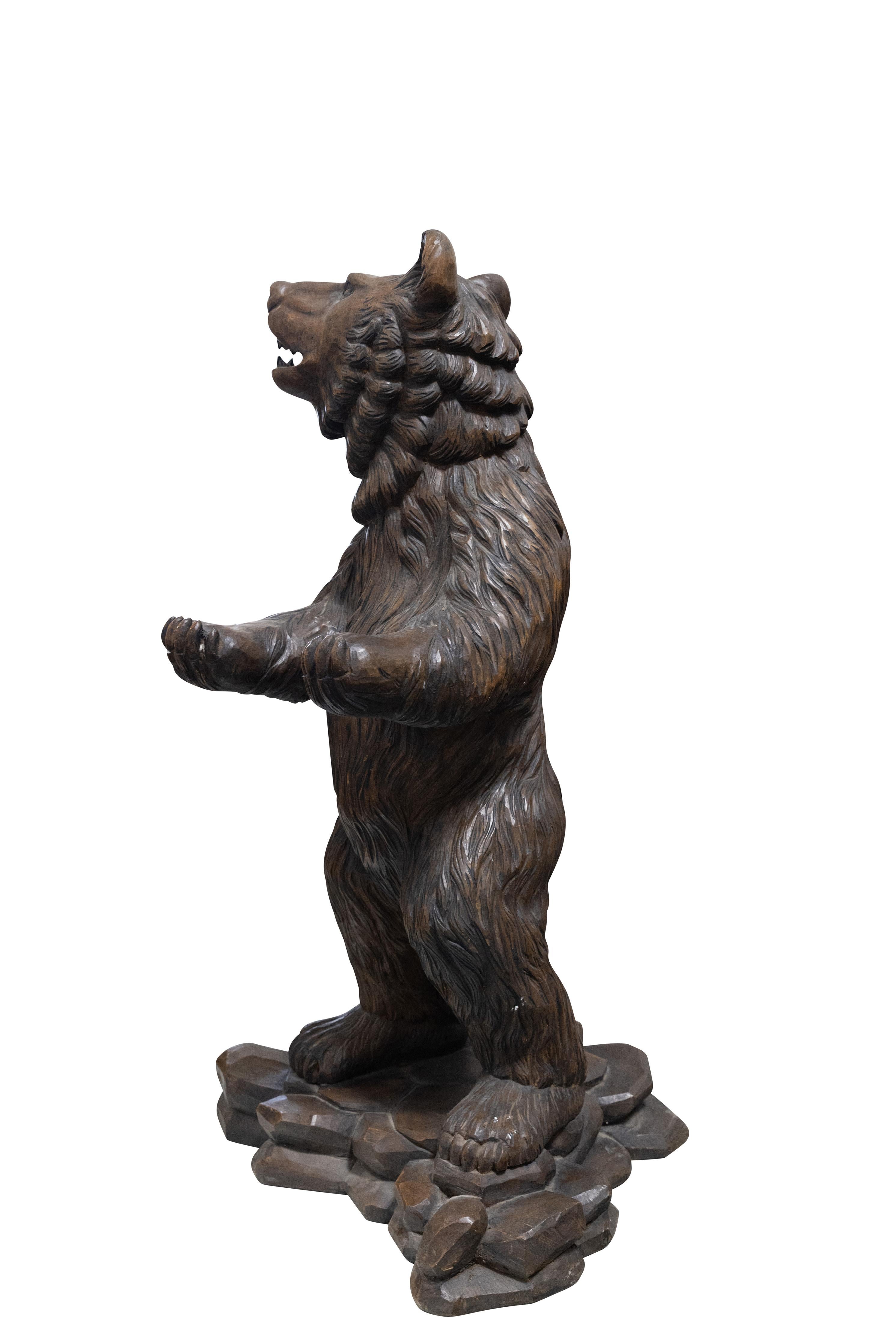 20th Century Austrian Carved Black Forest Bear For Sale