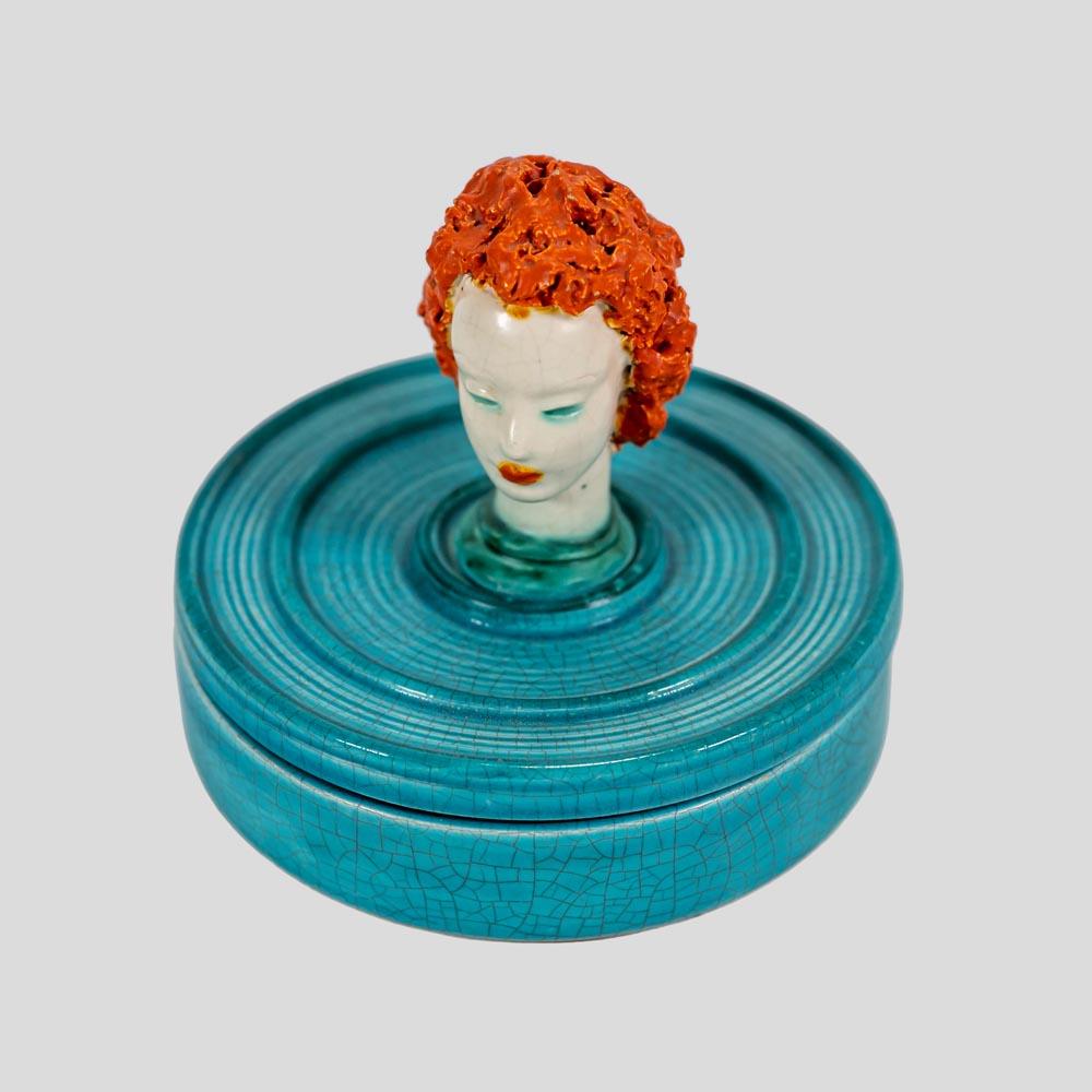 Art déco Bol autrichien en céramique avec couvercle de Goldscheider Wein Vienna en vente