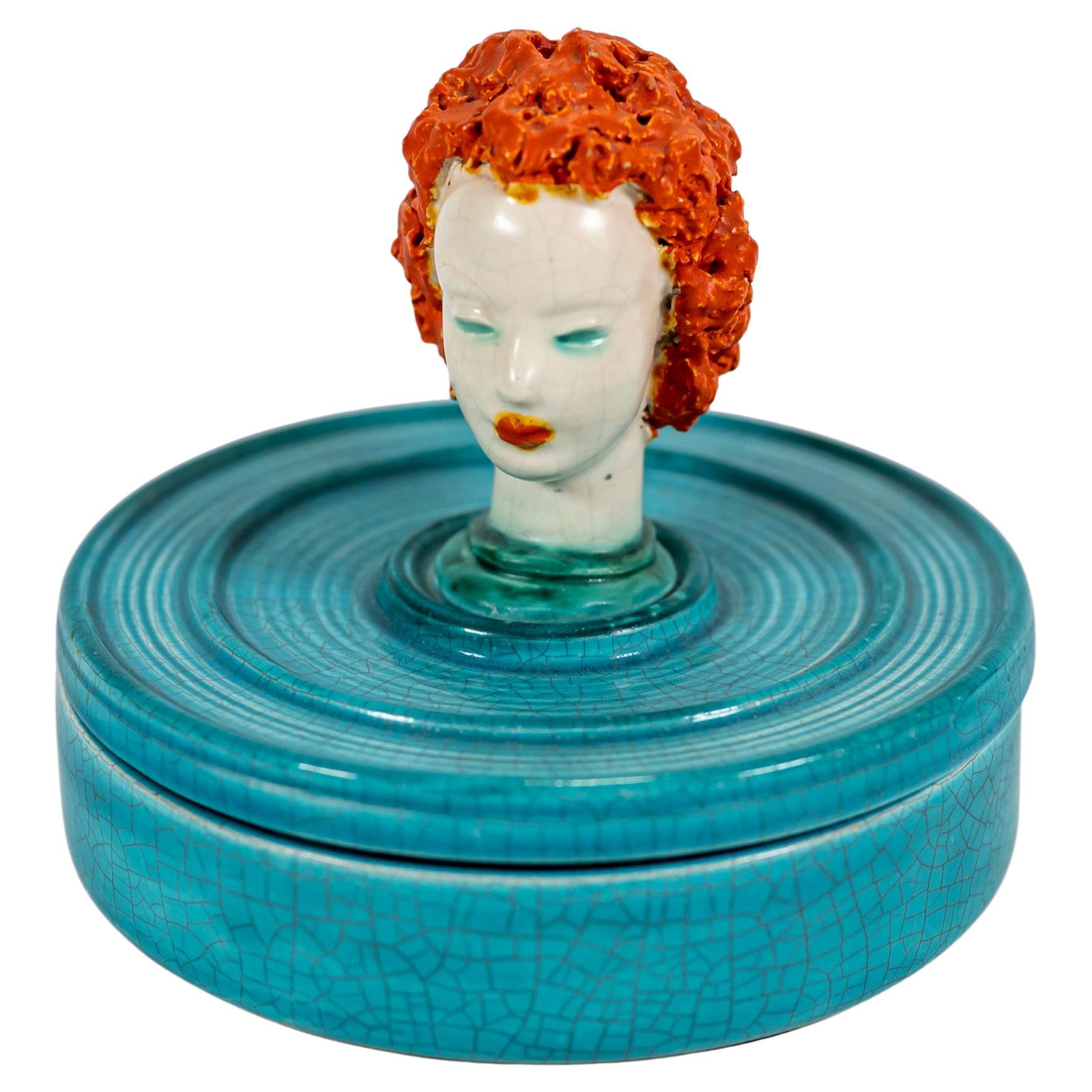 Bol autrichien en céramique avec couvercle de Goldscheider Wein Vienna en vente