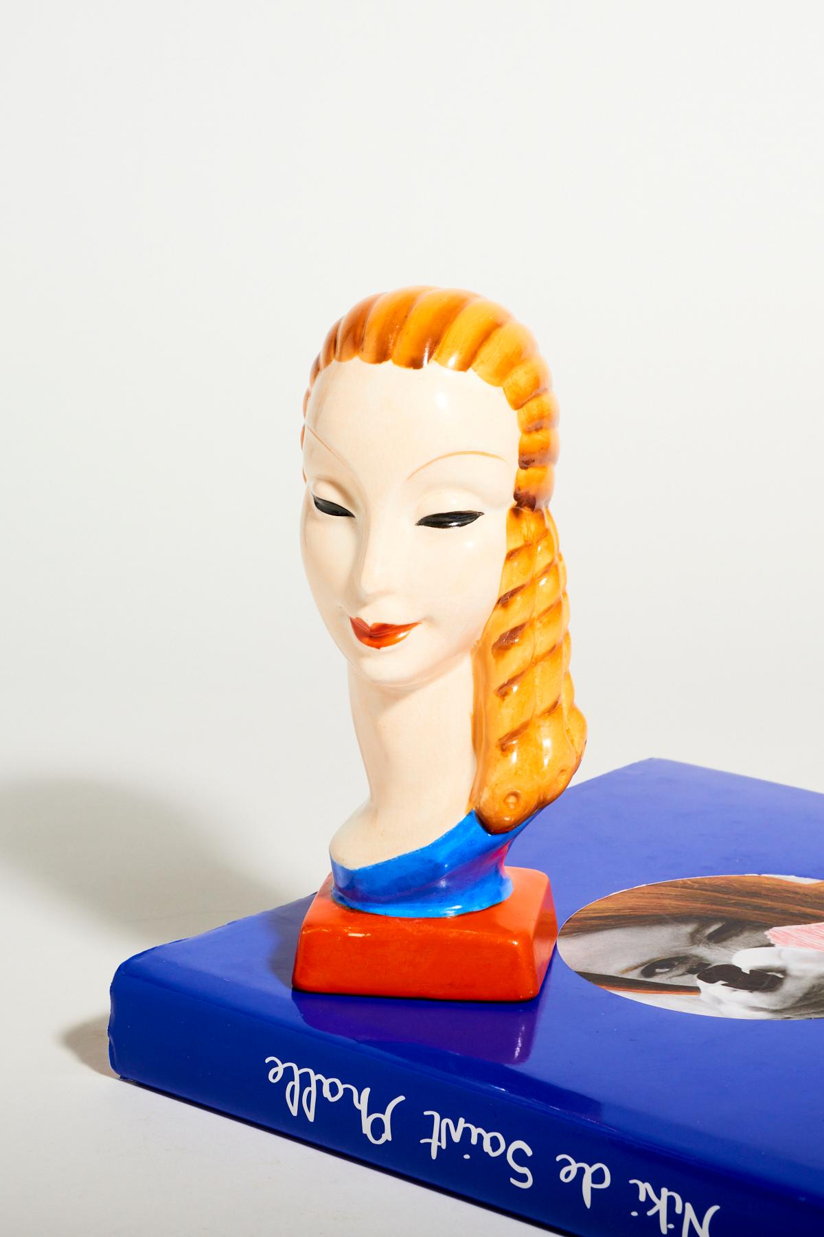 Mid-20th Century Austrian Ceramic Female Head For Sale