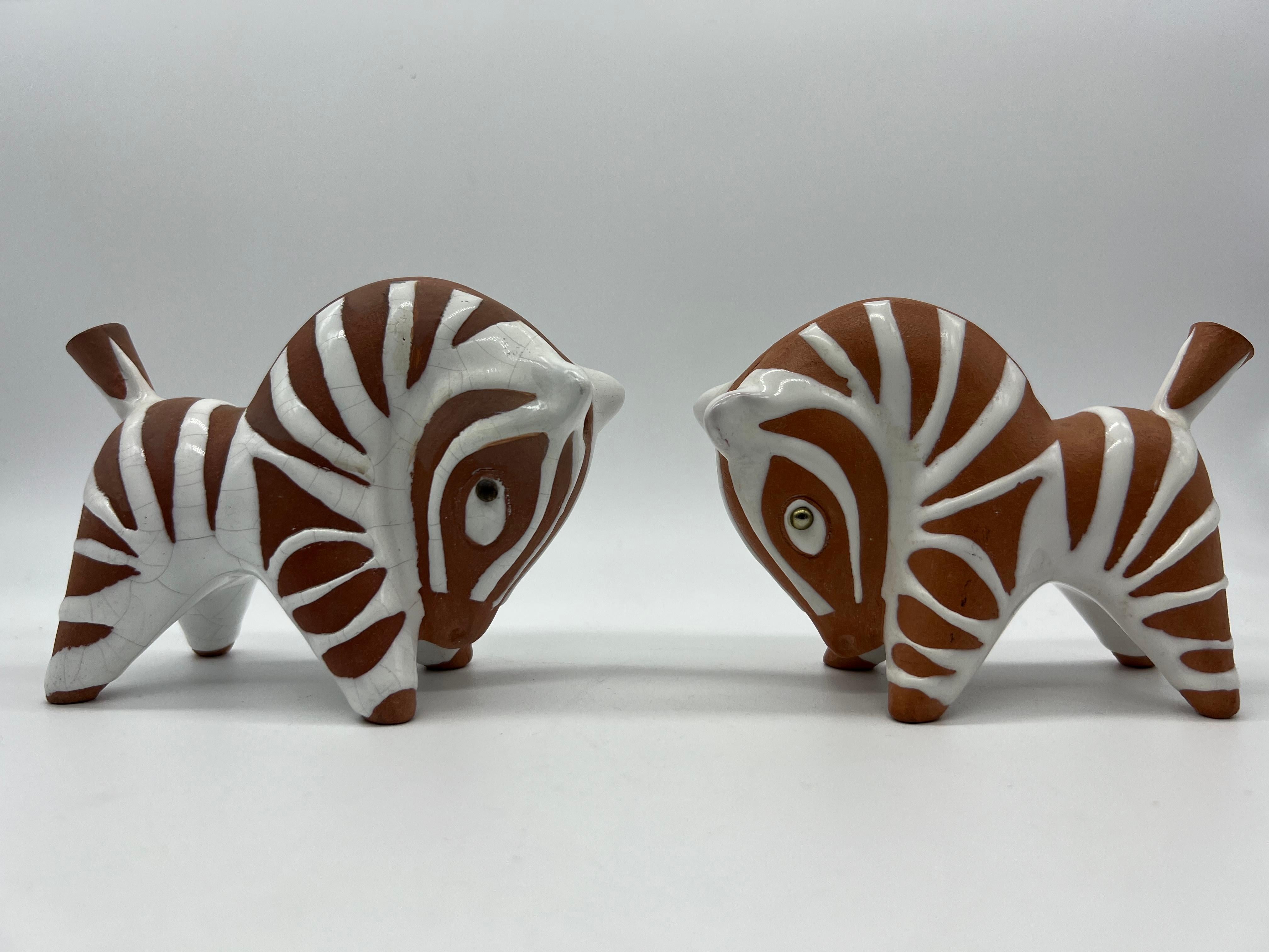 Ceramic toothpick horses, by Leopold Anzengruber, from Vienna, Austria, mid-19th century, good condition.