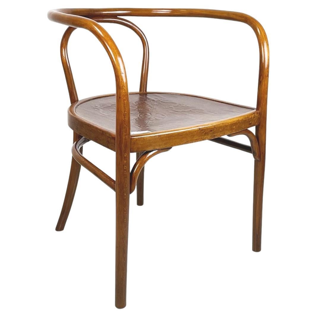 Austrian Chair in Wood with Embossed Floral Print by Thonet, 1900s
