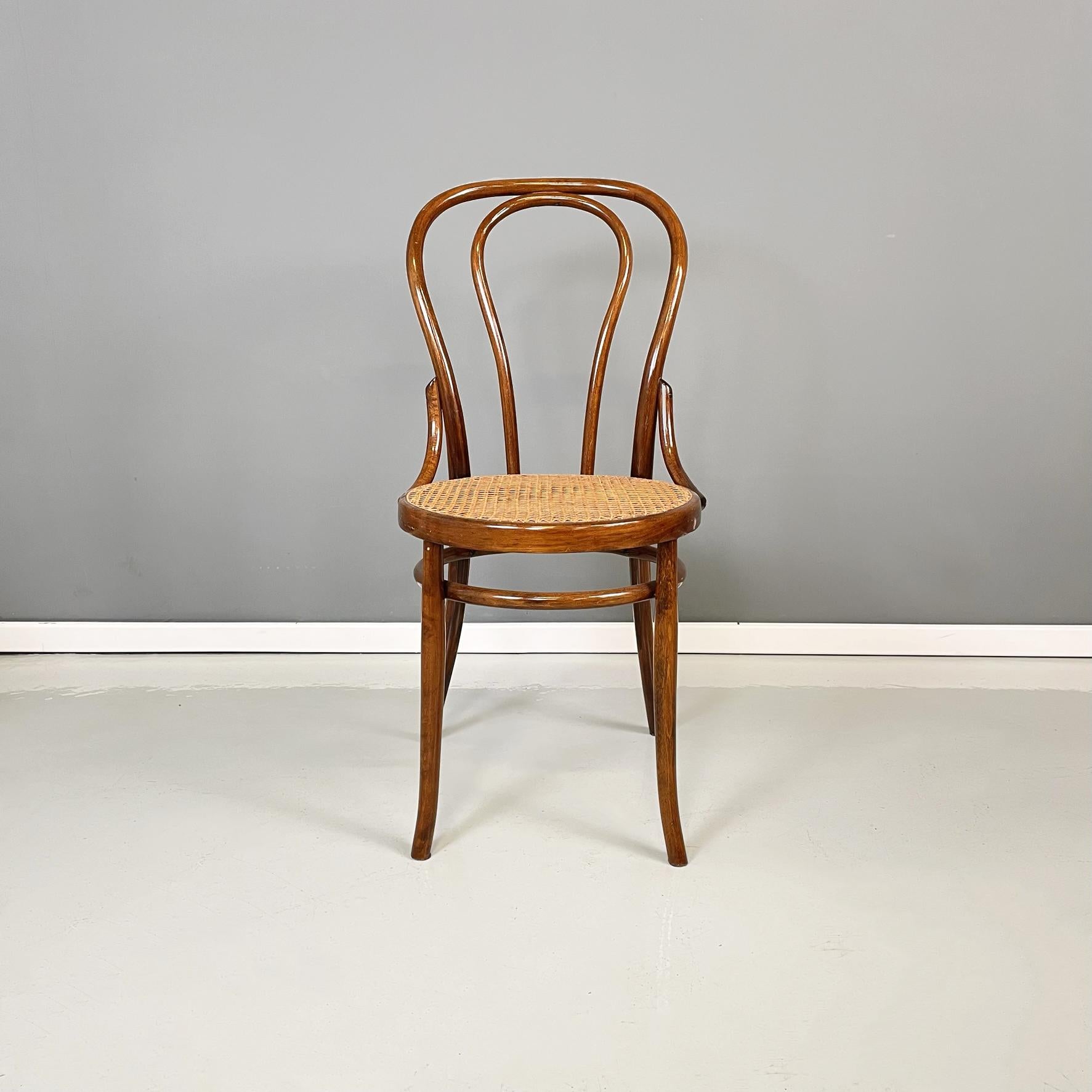 Sécession viennoise Chaises autrichiennes de style Thonet avec paille et bois de Salvatore Leone, années 1900 en vente