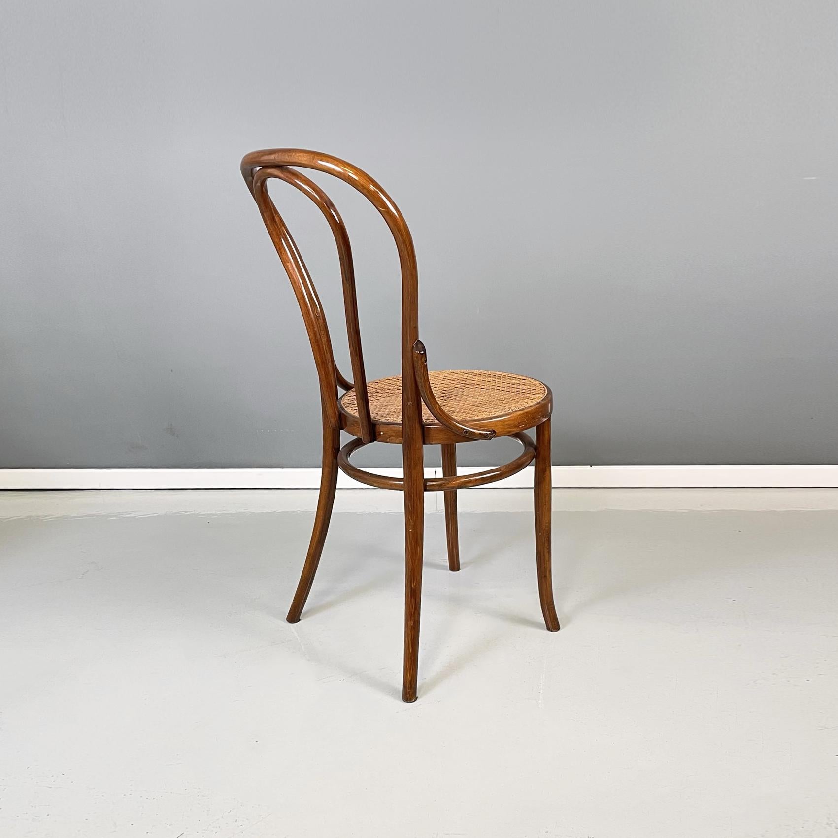 20th Century Austrian Chairs Thonet style with Straw and Wood by Salvatore Leone, 1900s For Sale