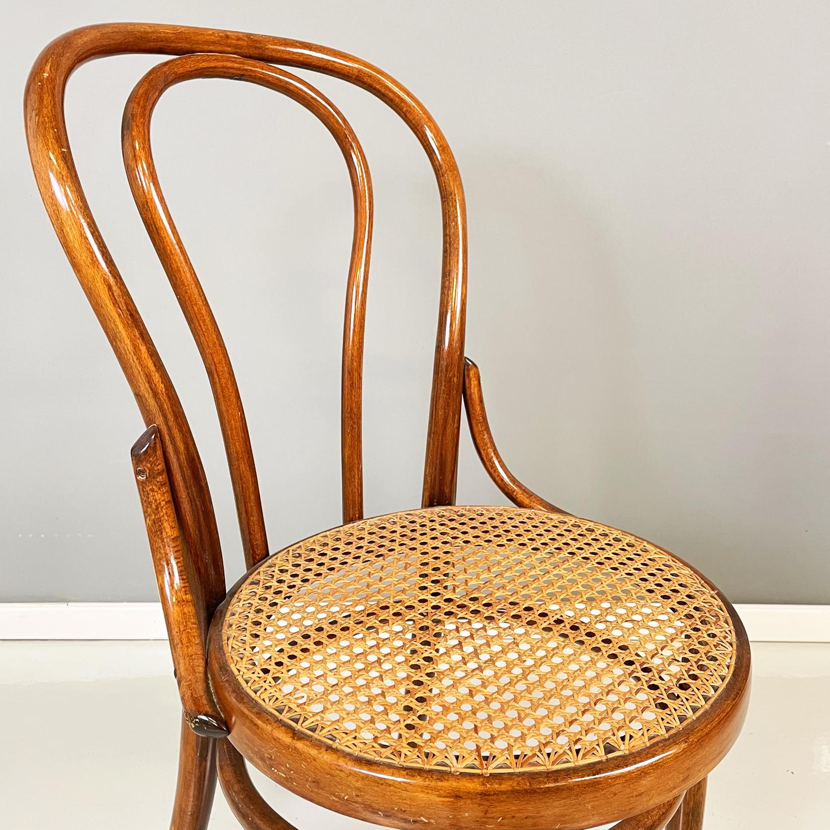 Austrian Chairs Thonet style with Straw and Wood by Salvatore Leone, 1900s For Sale 3