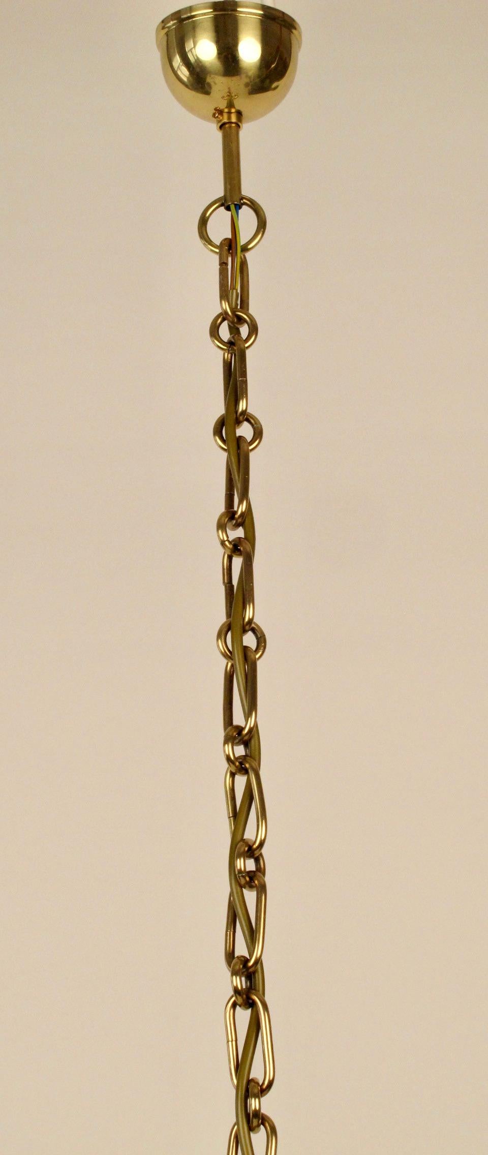 Lucidato Austrian Chandelier with six Arms in Brass and Silk Shades from Josef Frank in vendita