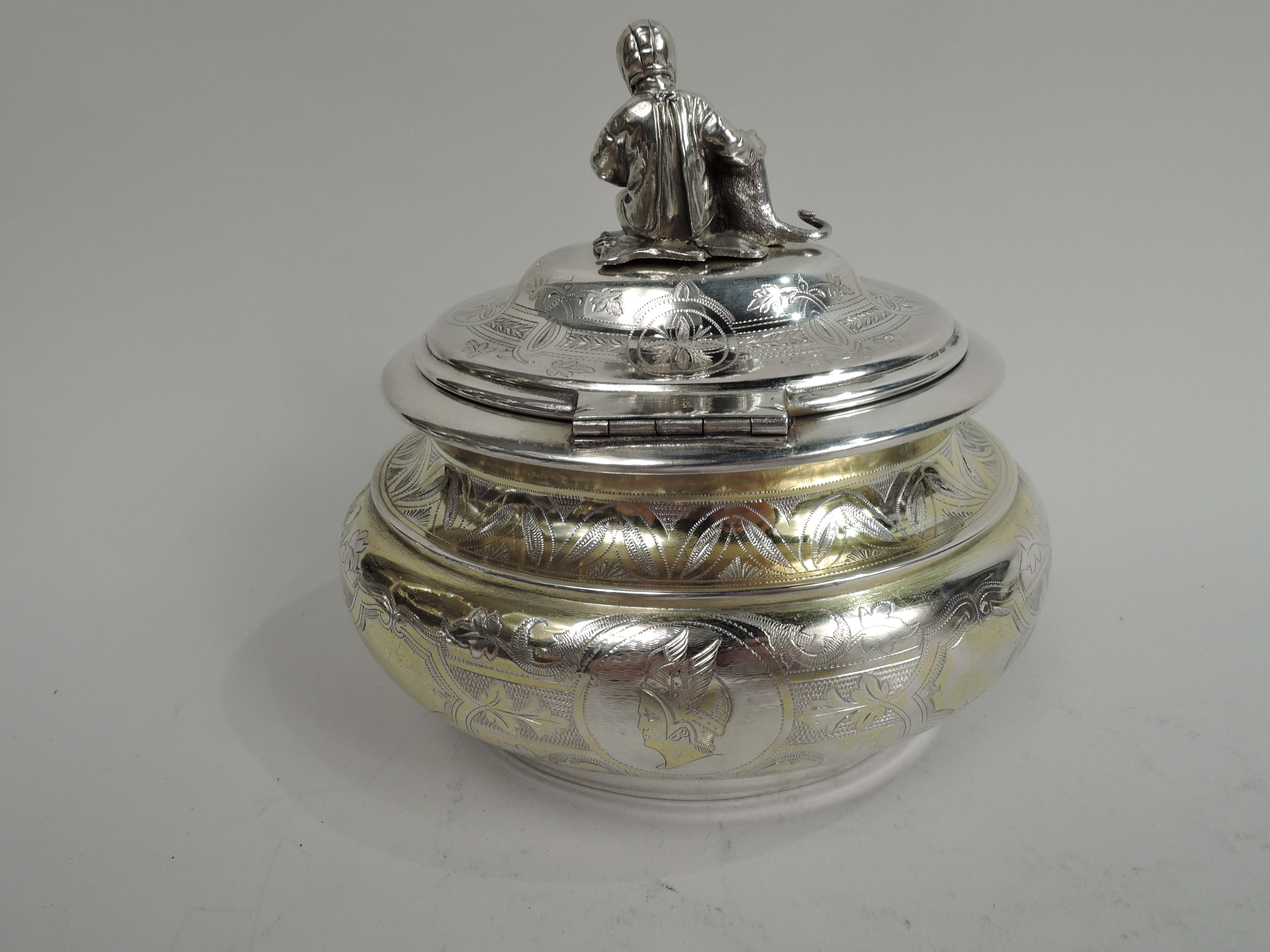 Neoclassical Revival Austrian Classical Medallion Box with Sweet & Sentimental Finial For Sale