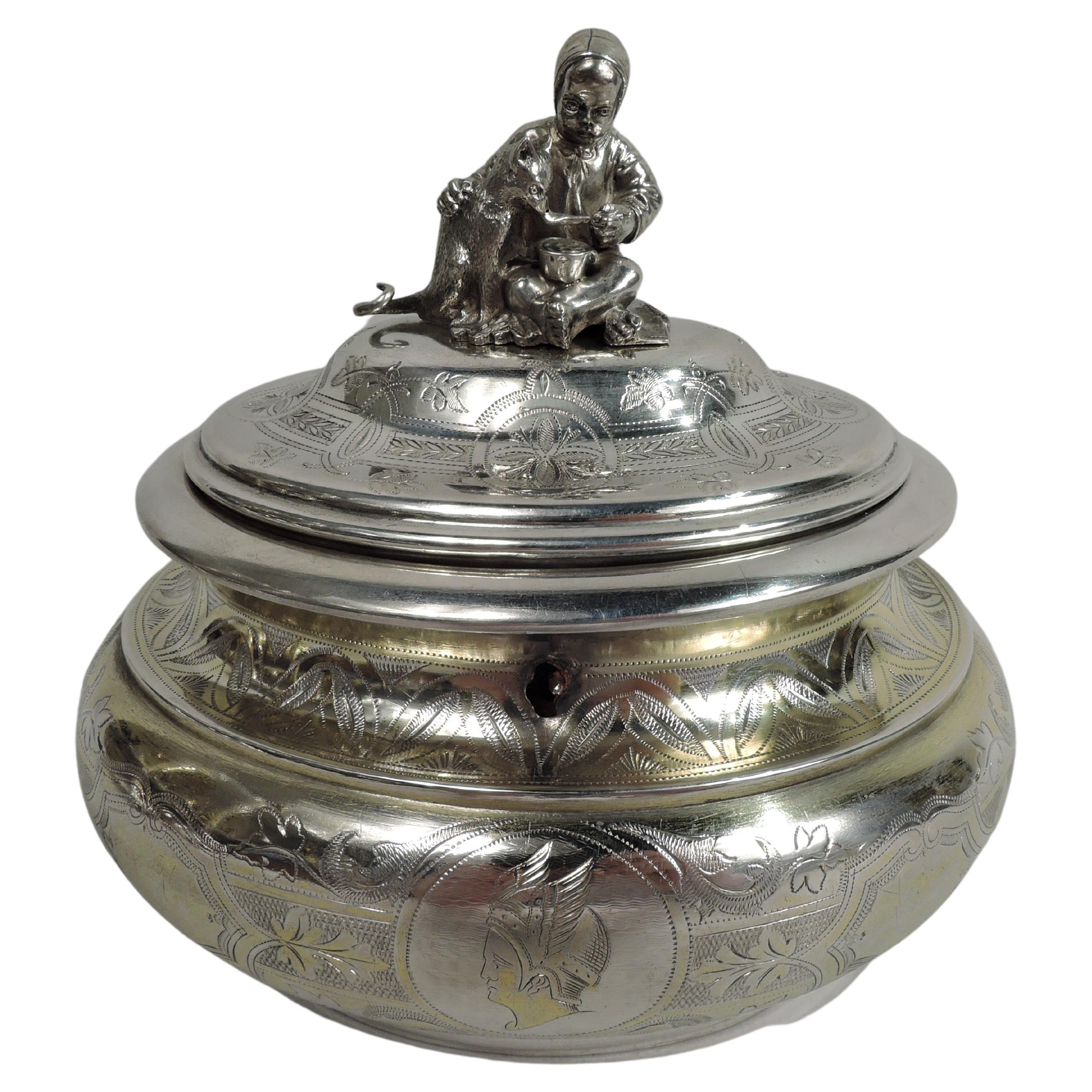 Austrian Classical Medallion Box with Sweet & Sentimental Finial For Sale