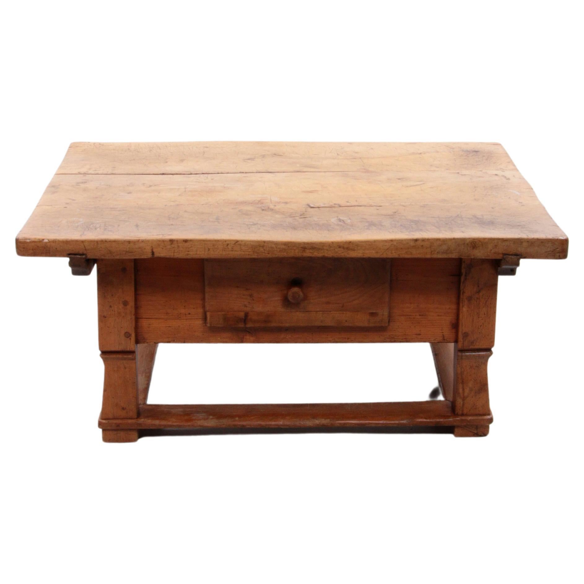 Austrian Coffee Table18- 19th Century Walnut Payment Table with Drawer, Austria For Sale