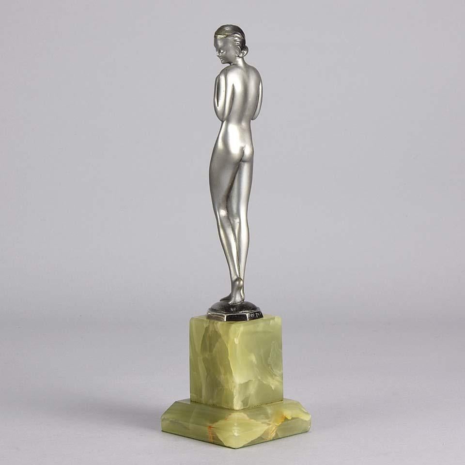 Österreichische Kaltbemalte Art-Déco-Bronze mit dem Titel „Shy Maiden“ von Josef Adolph im Angebot 2