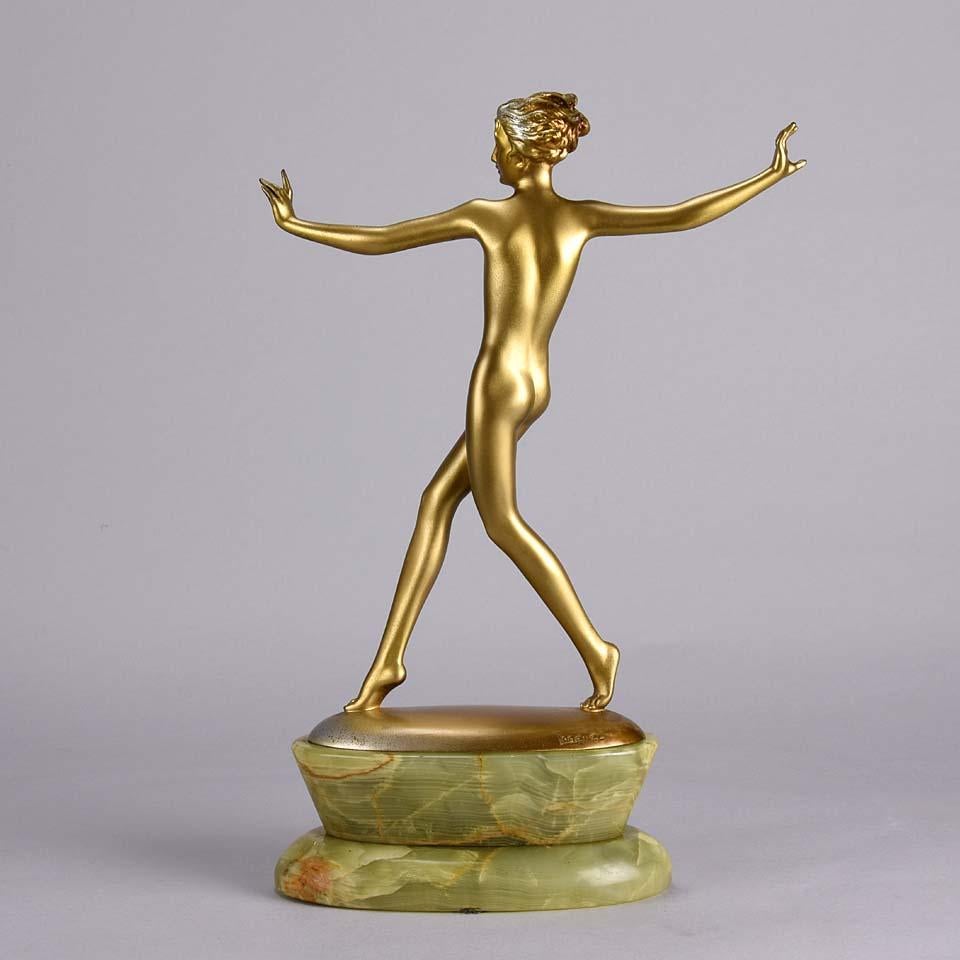 Mid-20th Century Austrian Cold Painted Art Deco Bronze Figure 