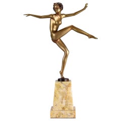Austrian Cold Painted Art Deco Bronze Figure "Con Brio" by Josef Lorenzl