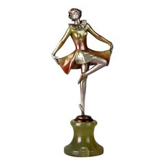 Austrian Cold Painted Art Deco Bronze Figure "Margot" by Josef Lorenzl