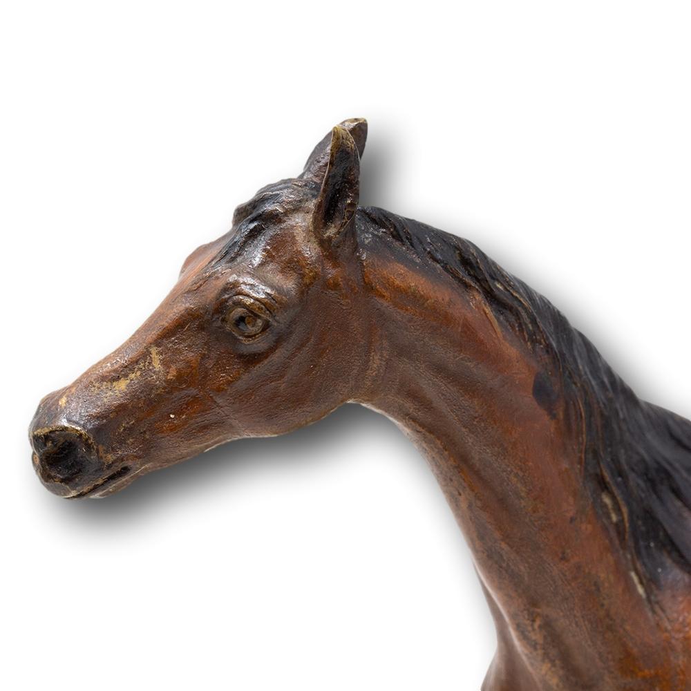 Scultura di cavallo austriaca in bronzo dipinto a freddo e onice di Franz Xavier Bergman in vendita 2
