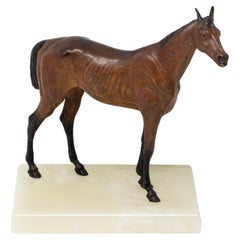 Austrian Cold Painted Bronze and Onyx Horse Sculpture by Franz Xavier Bergman